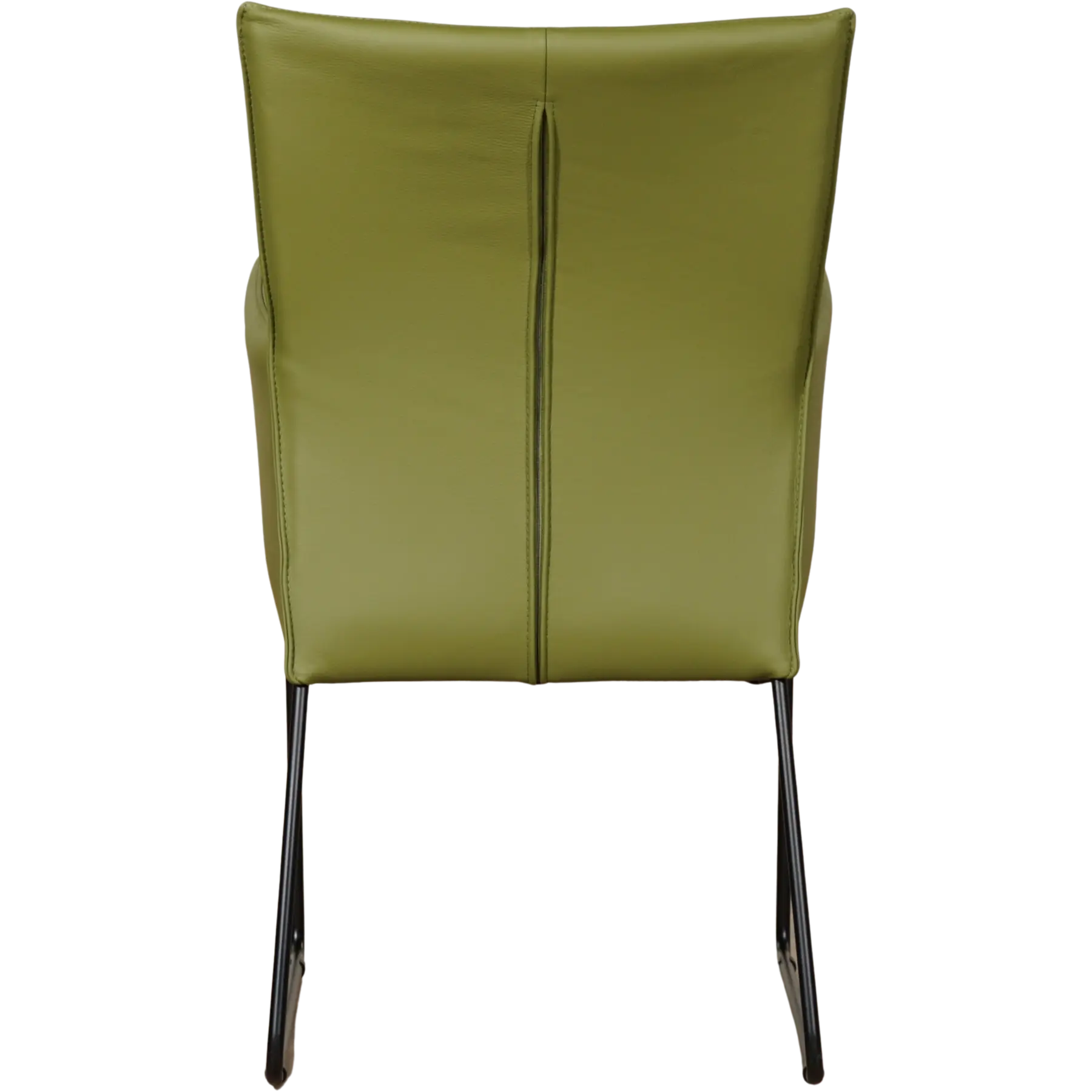 afbeelding van Leren eetkamerstoel Mate met armleuning - Toledo Apple Green (groen) - U-poot staal rond zwart