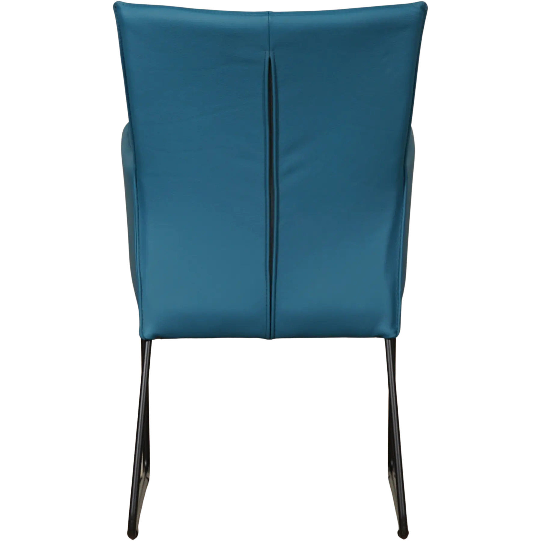 afbeelding van Leren eetkamerstoel Mate met armleuning - Toledo Turquoise (blauw) - U-poot staal rond zwart