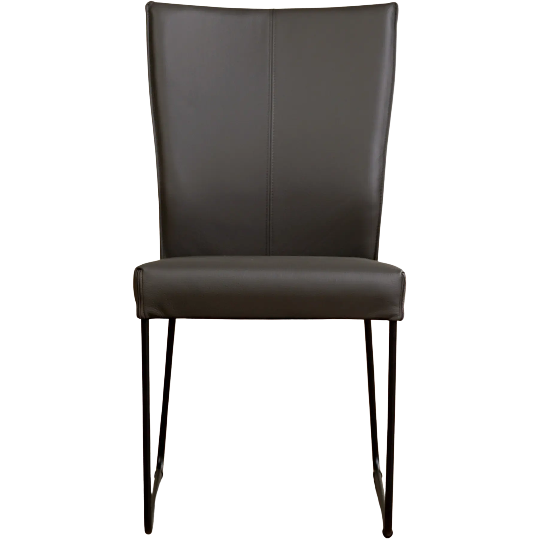 afbeelding van Leren eetkamerstoel Mate - Toledo Antracite (donkergrijs) - U-poot staal rond zwart