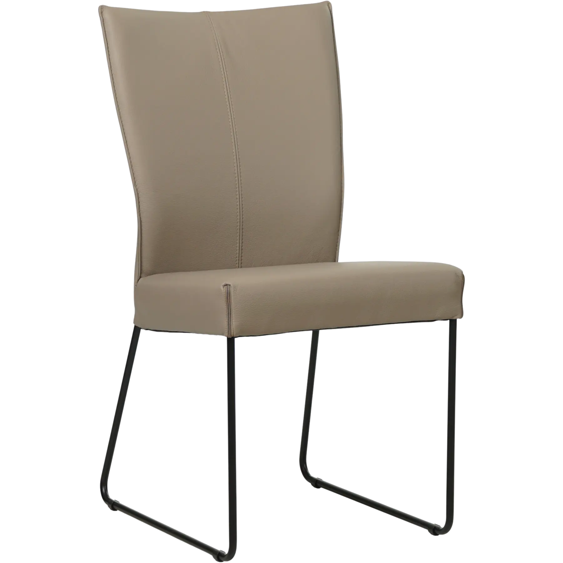 afbeelding van Leren eetkamerstoel Mate - Toledo Khaki (taupe/bruin) - U-poot staal rond zwart