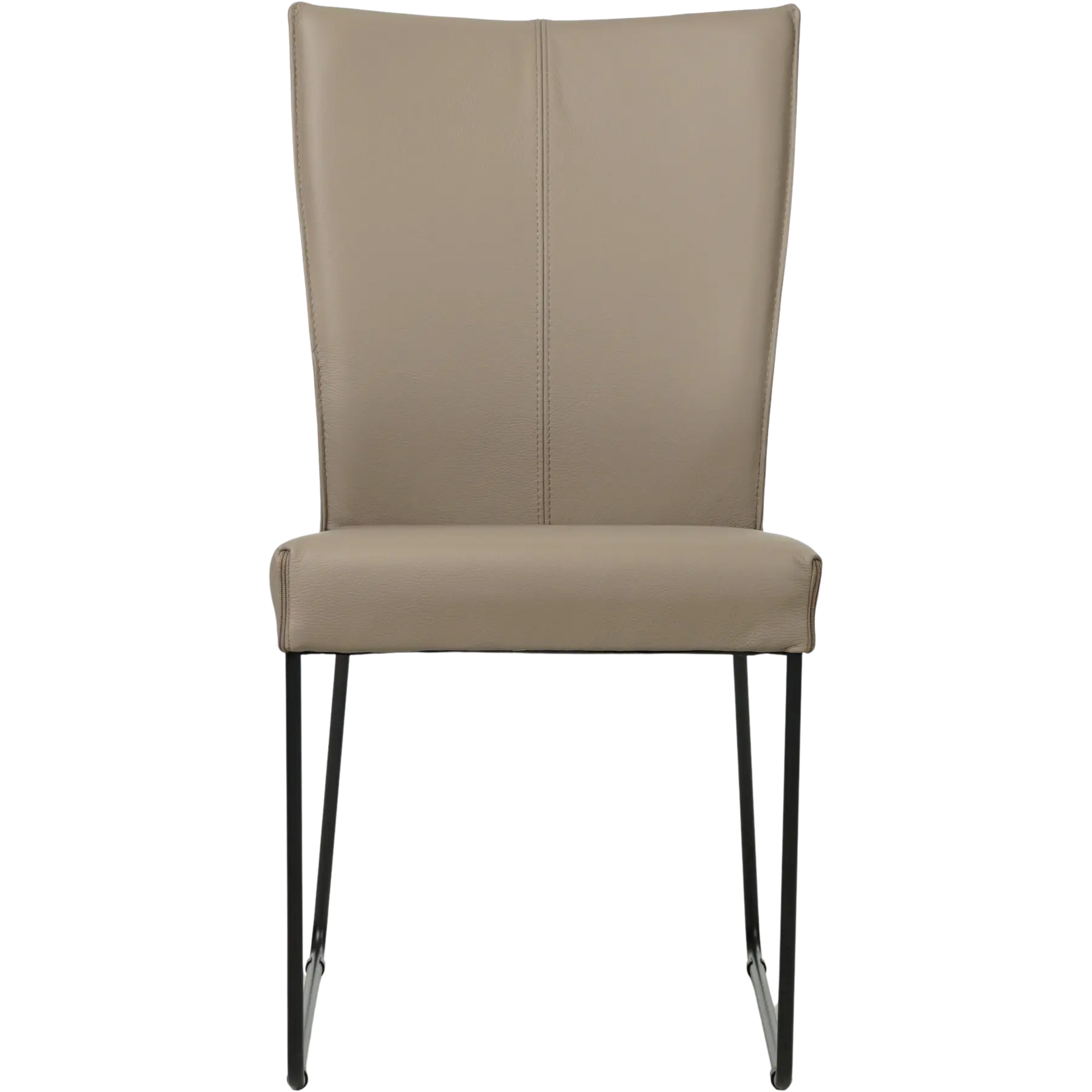 afbeelding van Leren eetkamerstoel Mate - Toledo Khaki (taupe/bruin) - U-poot staal rond zwart