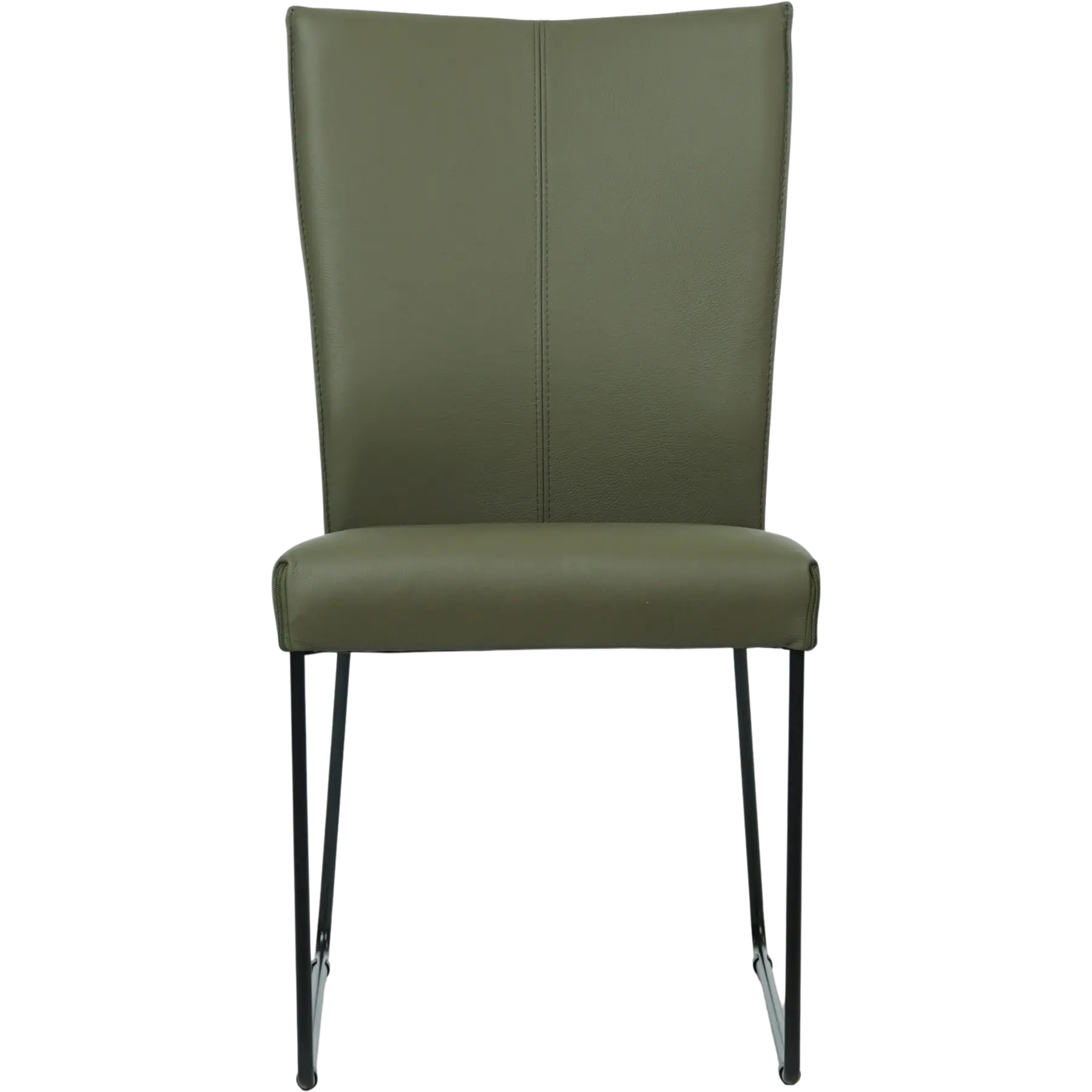 afbeelding van Leren eetkamerstoel Mate - Toledo Olive (olijf/goen) - U-poot staal rond zwart
