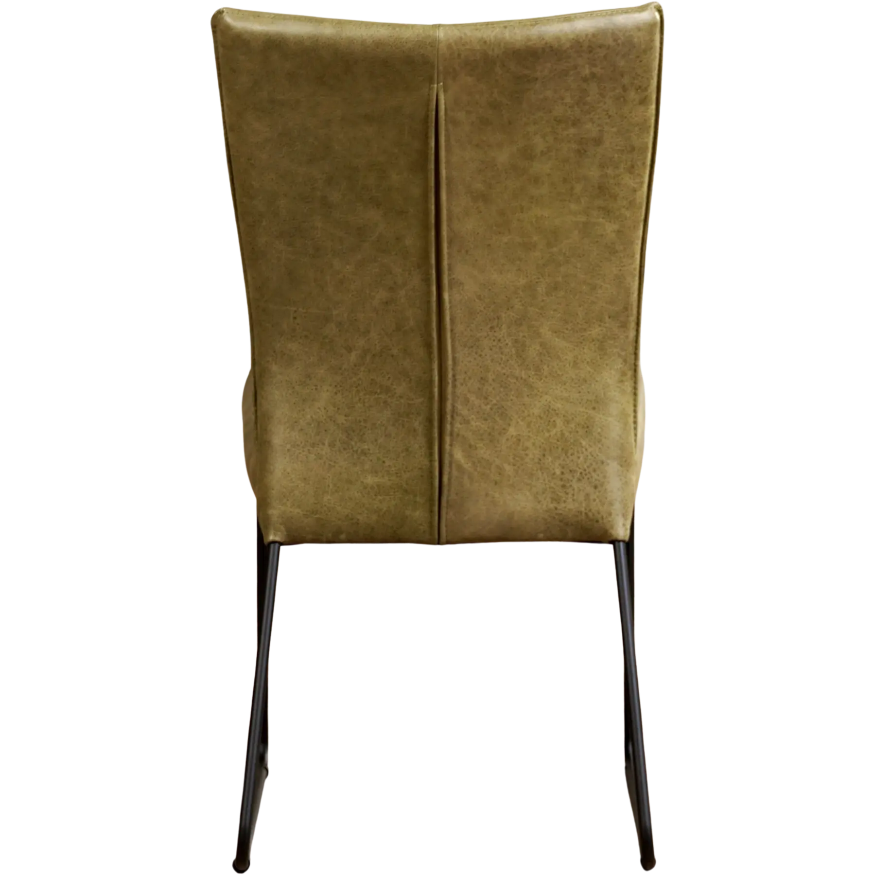 afbeelding van Leren eetkamerstoel Mate - Vintage Olive (olijf/groen) - U-poot staal rond zwart