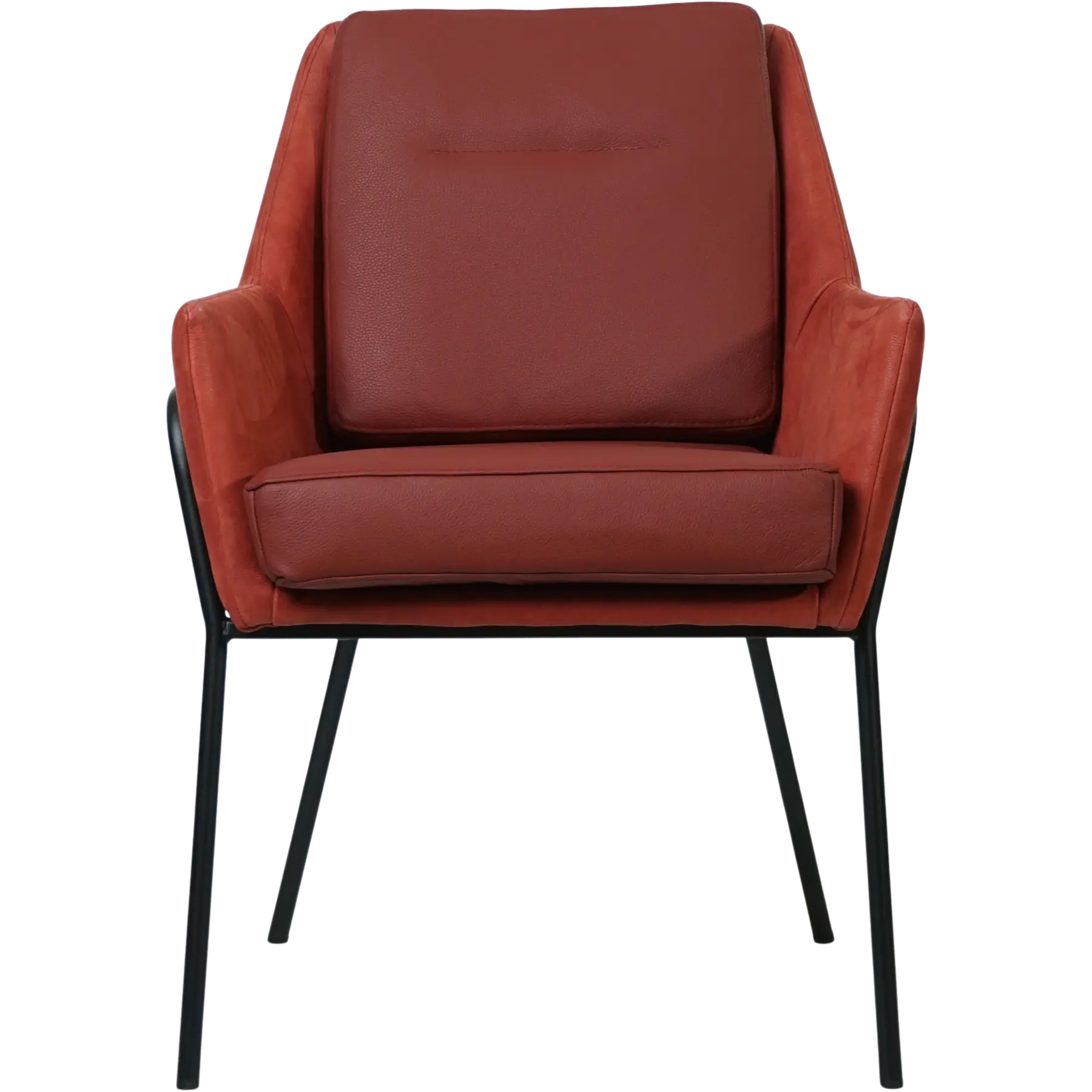 afbeelding van Leren eetkamerstoel Mix Duo - Kenia Burgundy en Toledo Cherry - Poten staal rond zwart