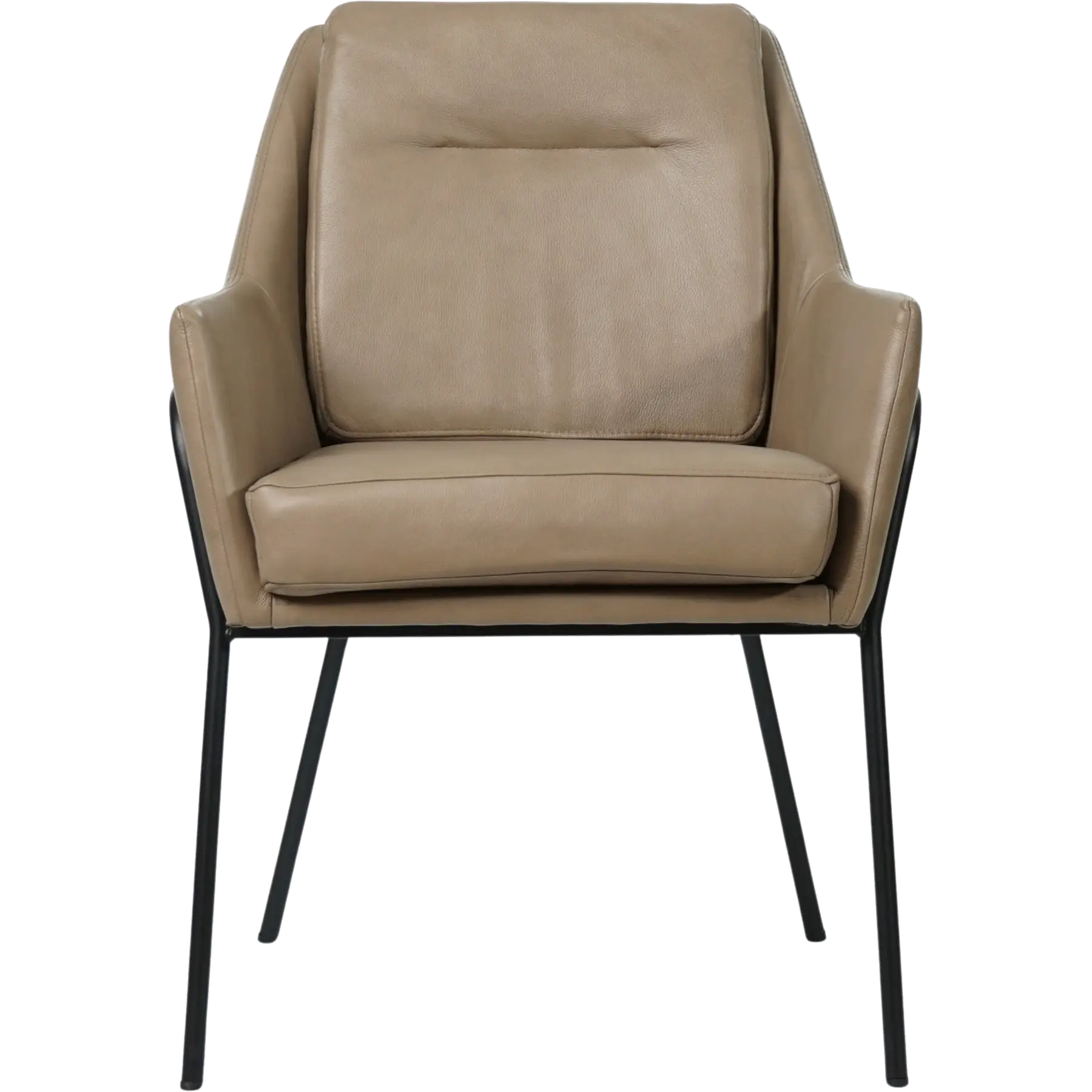 afbeelding van Leren eetkamerstoel Mix - Granada Taupe (taupe/bruin) - Poten staal rond zwart