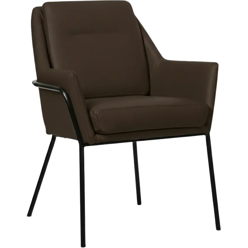 afbeelding van Leren eetkamerstoel Mix - Toledo Espresso (bruin) - Poten staal rond zwart