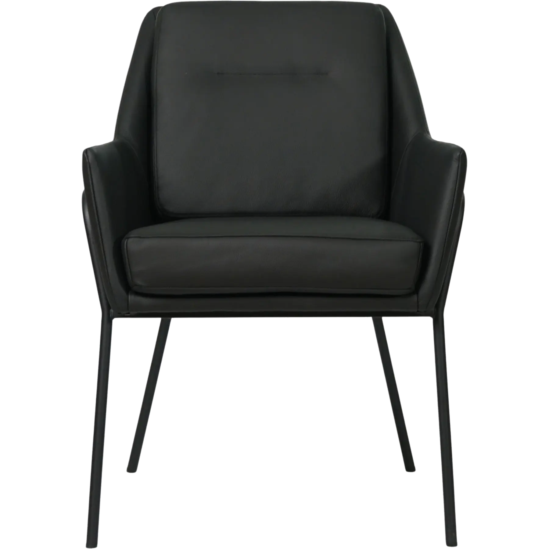 afbeelding van Leren eetkamerstoel Mix - Toledo Nero (zwart) - Poten staal rond zwart