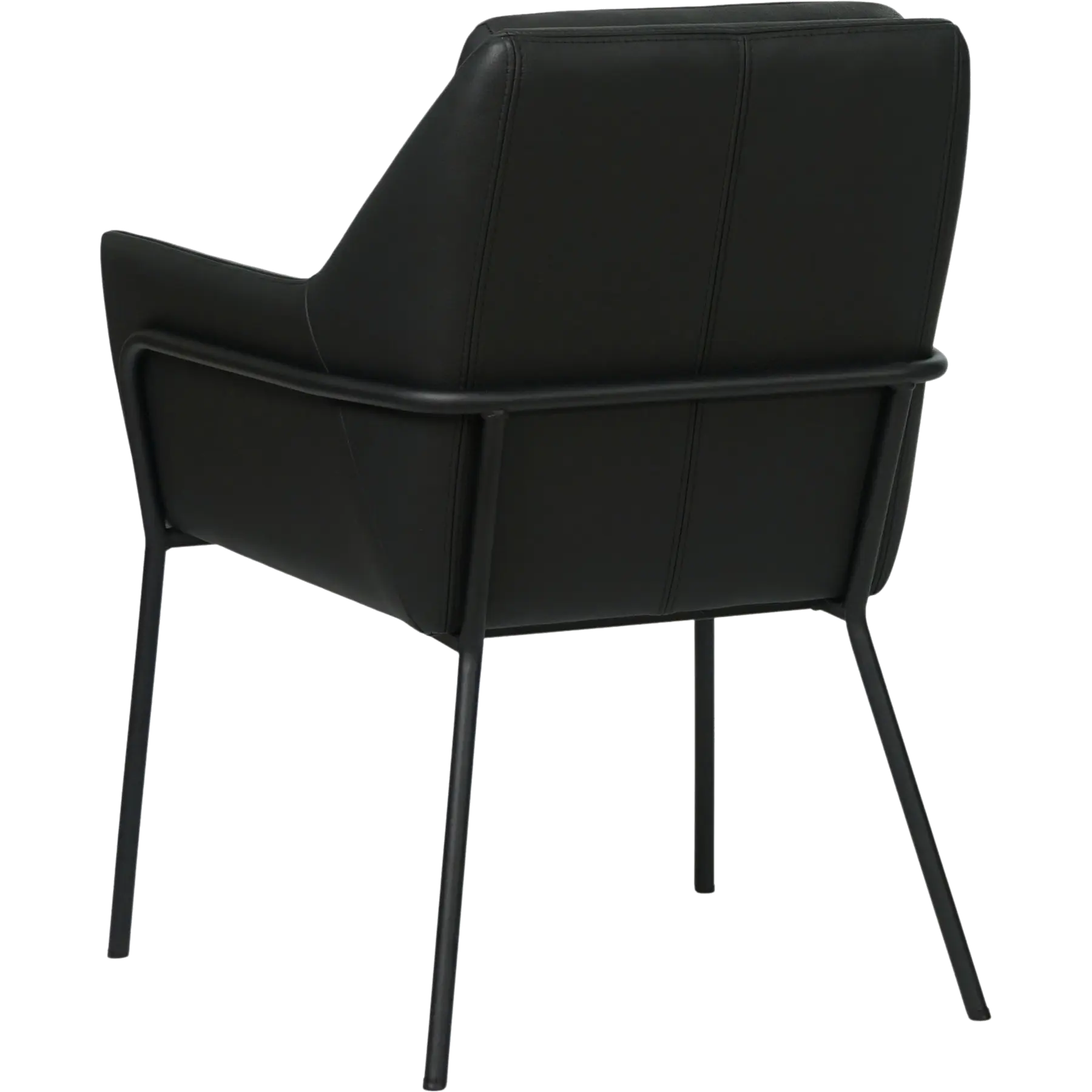 afbeelding van Leren eetkamerstoel Mix - Toledo Nero (zwart) - Poten staal rond zwart