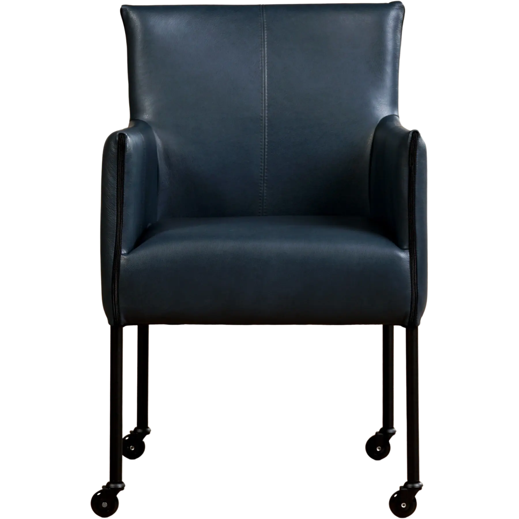 afbeelding van Leren eetkamerstoel More - Granada Blue (blauw) - Poten staal rond zwart