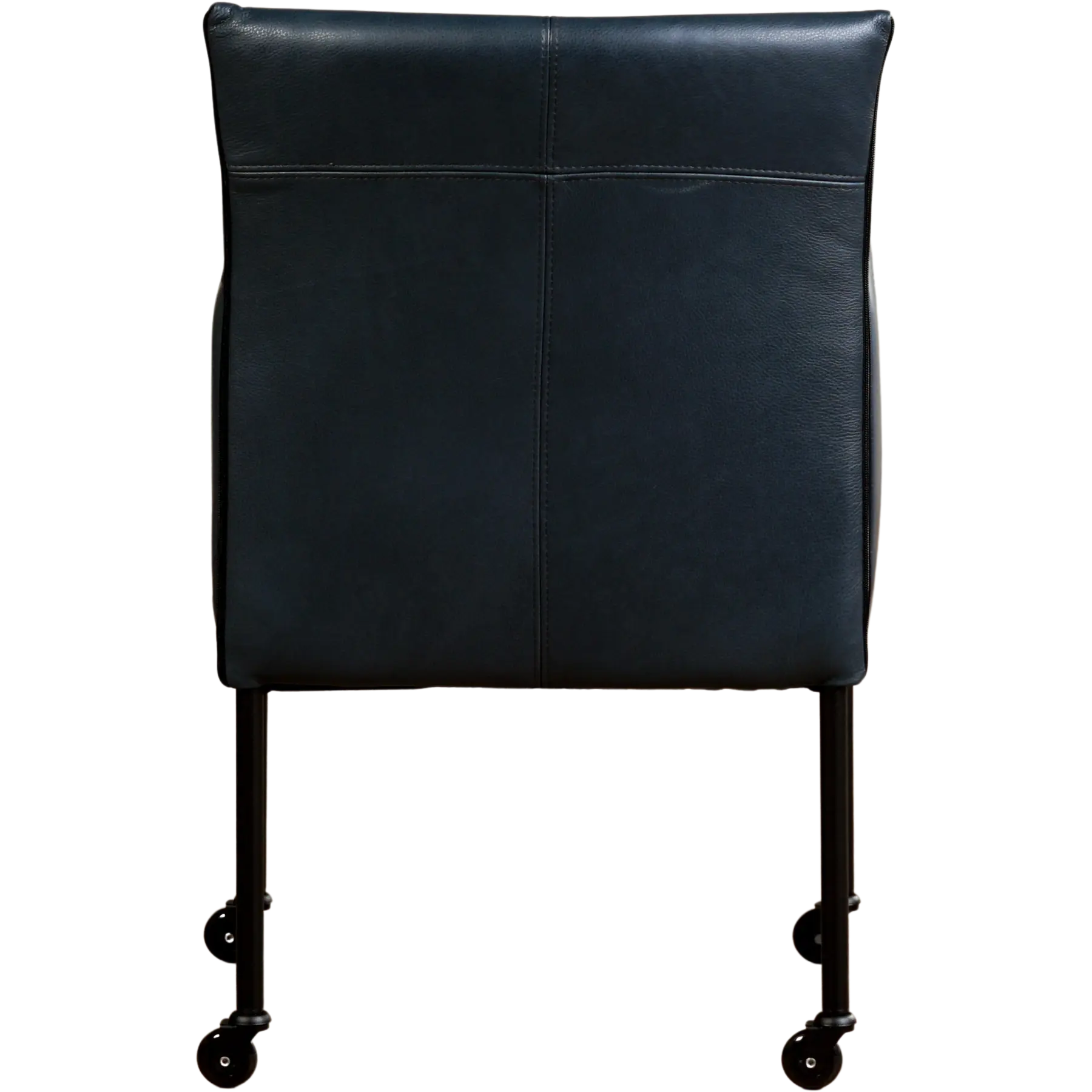 afbeelding van Leren eetkamerstoel More - Granada Blue (blauw) - Poten staal rond zwart