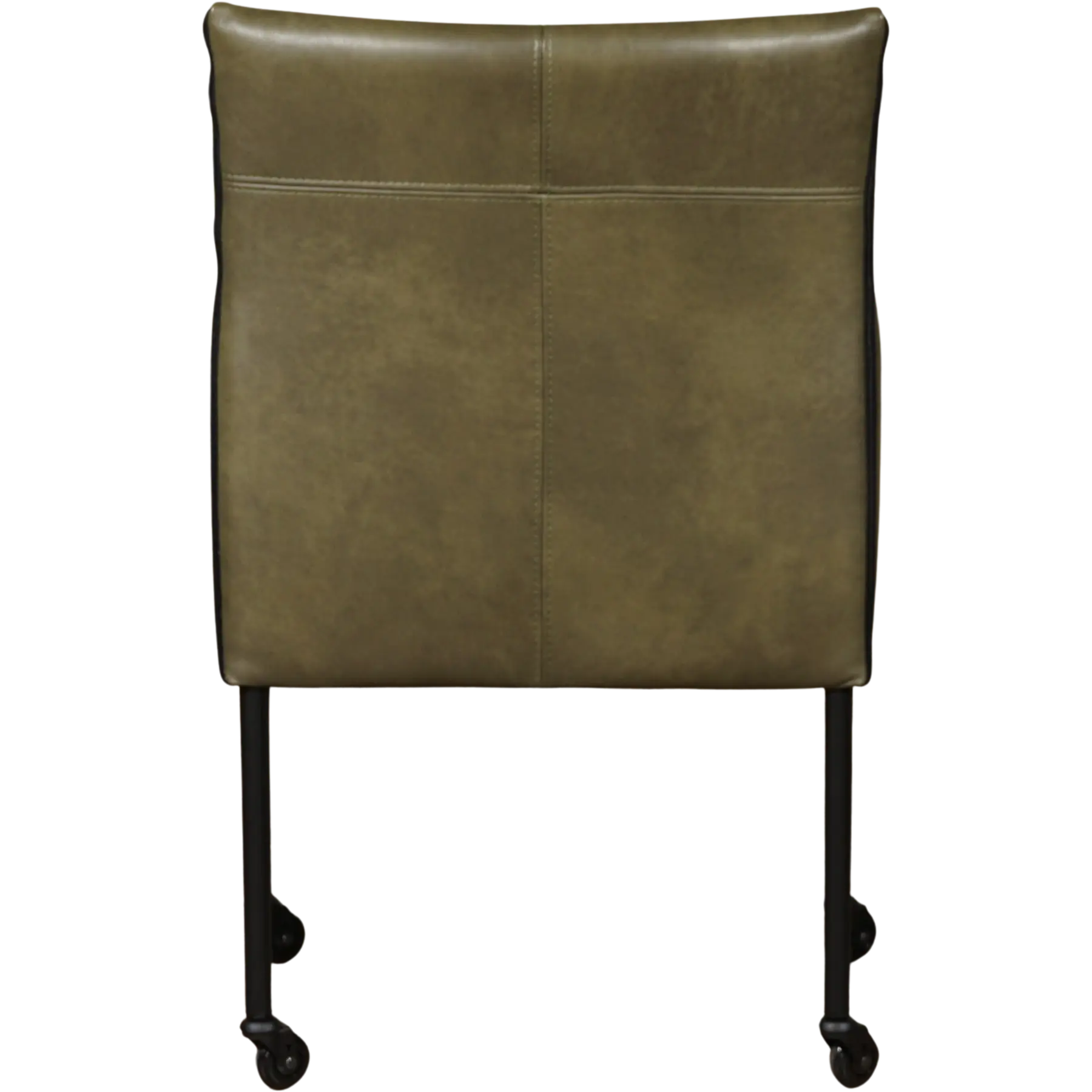 afbeelding van Leren eetkamerstoel More - Granada Moss (olijf/groen) - Poten staal rond zwart