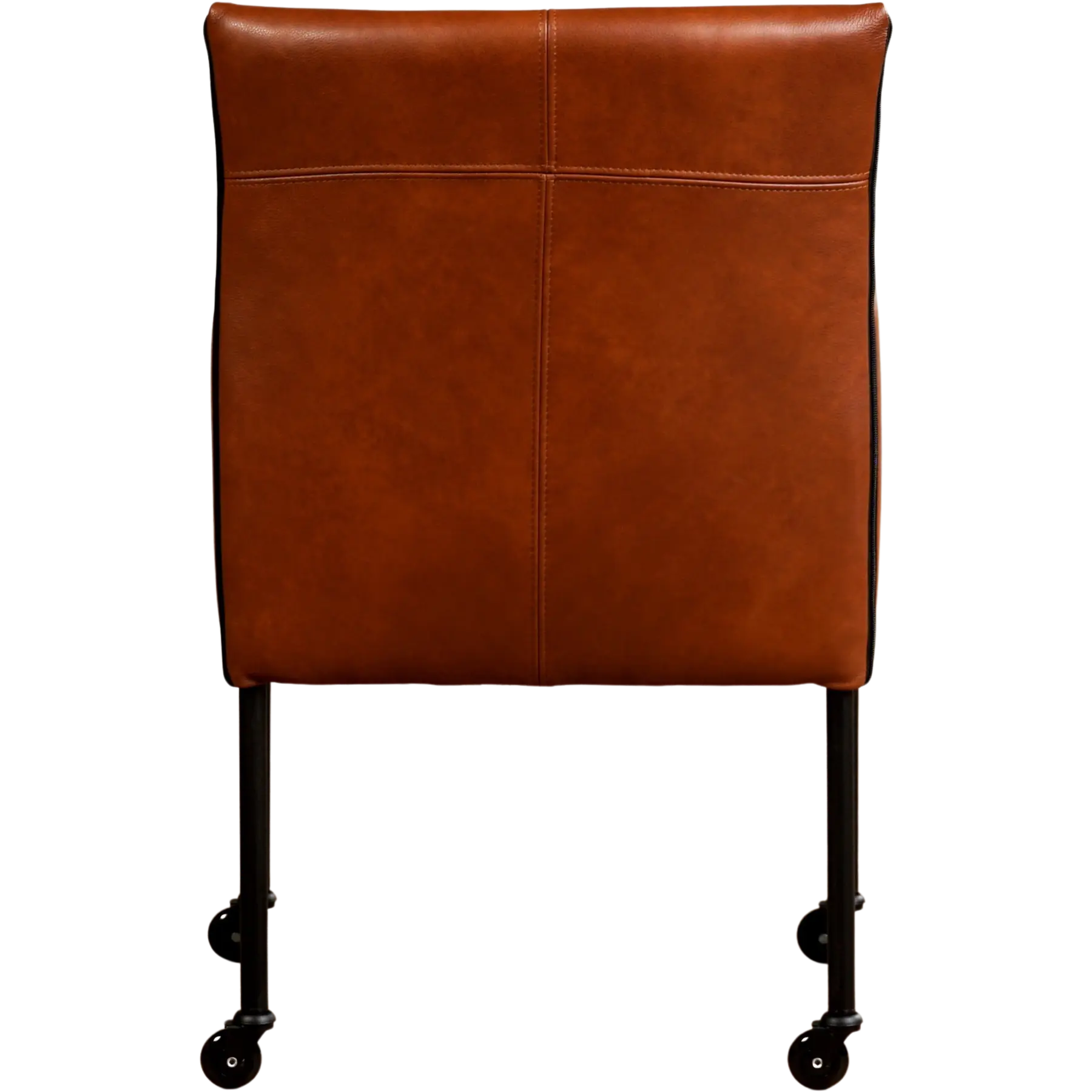 afbeelding van Leren eetkamerstoel More - Granada Savannah (cognac) - Poten staal rond zwart