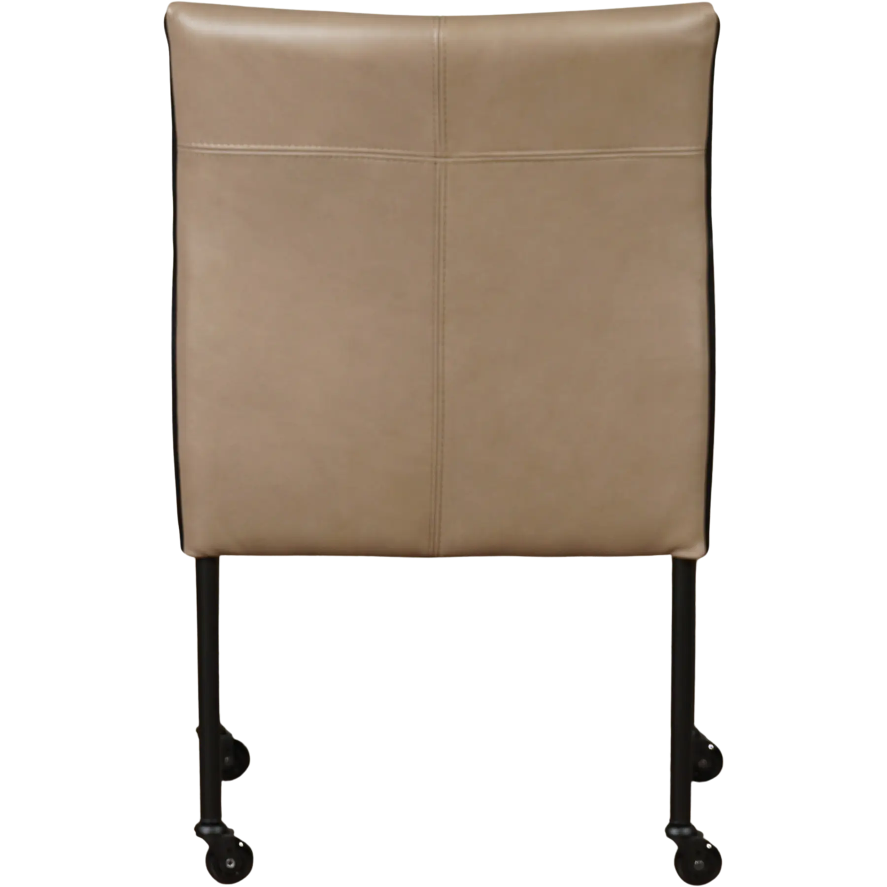 afbeelding van Leren eetkamerstoel More - Granada Taupe (taupe/bruin) - Poten staal rond zwart