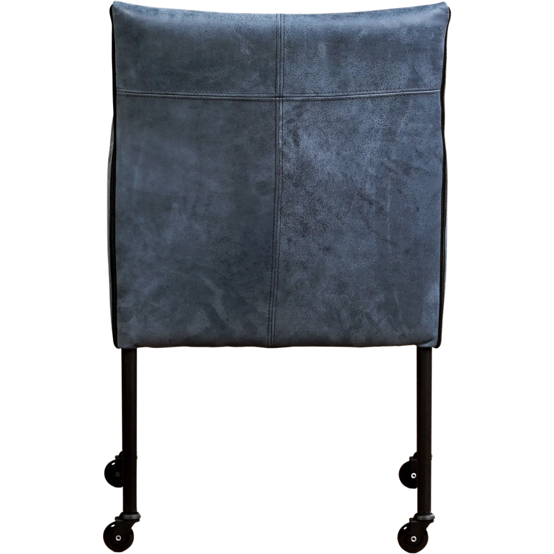 afbeelding van Leren eetkamerstoel More - Kenia Denim (blauw) - Poten staal rond zwart