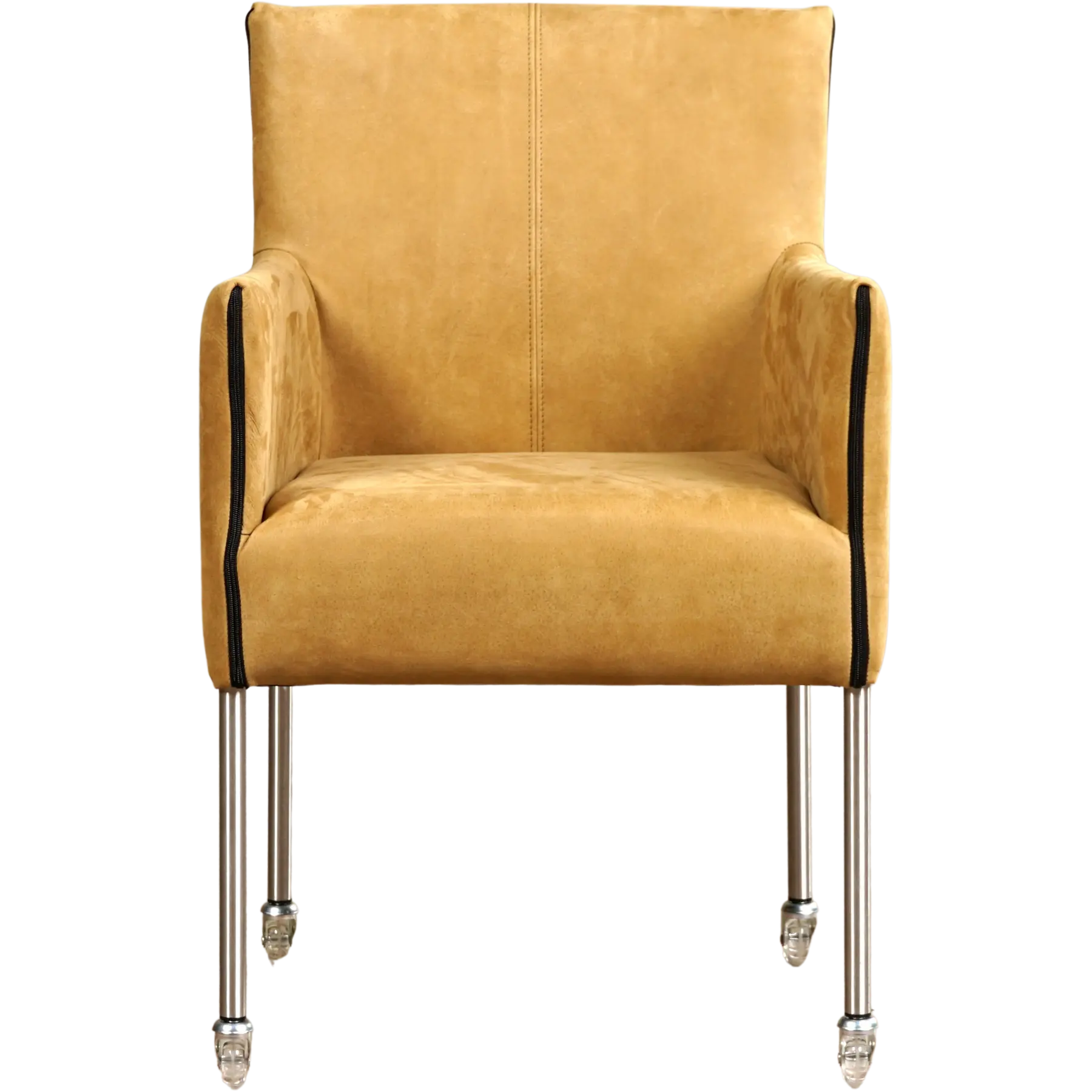 afbeelding van Leren eetkamerstoel More - Kenia Walnut (cognac) - Poten staal rond RVS