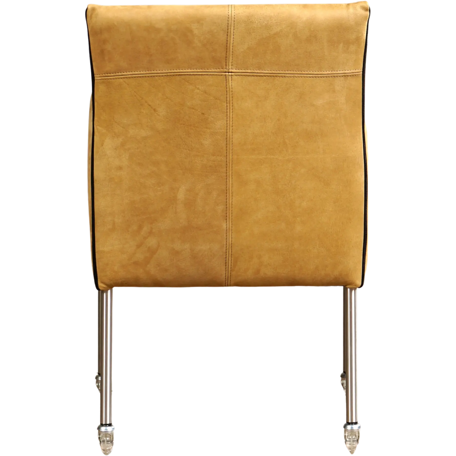 afbeelding van Leren eetkamerstoel More - Kenia Walnut (cognac) - Poten staal rond RVS