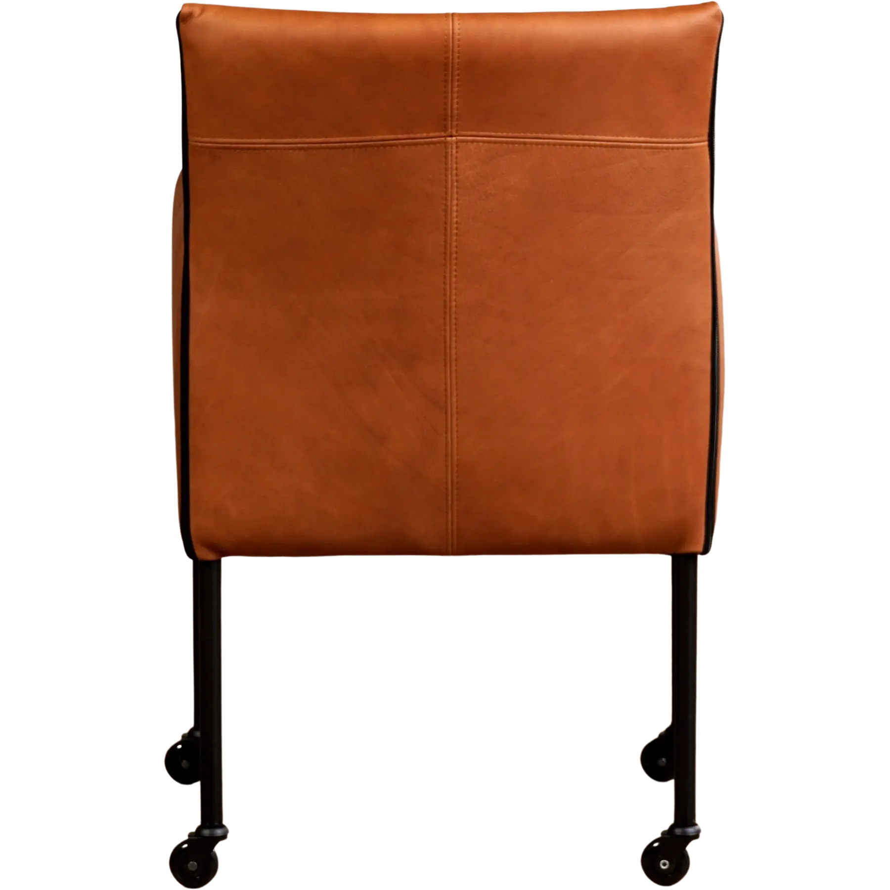 afbeelding van Leren eetkamerstoel More - Rancho Cognac (cognac) - Poten staal rond zwart