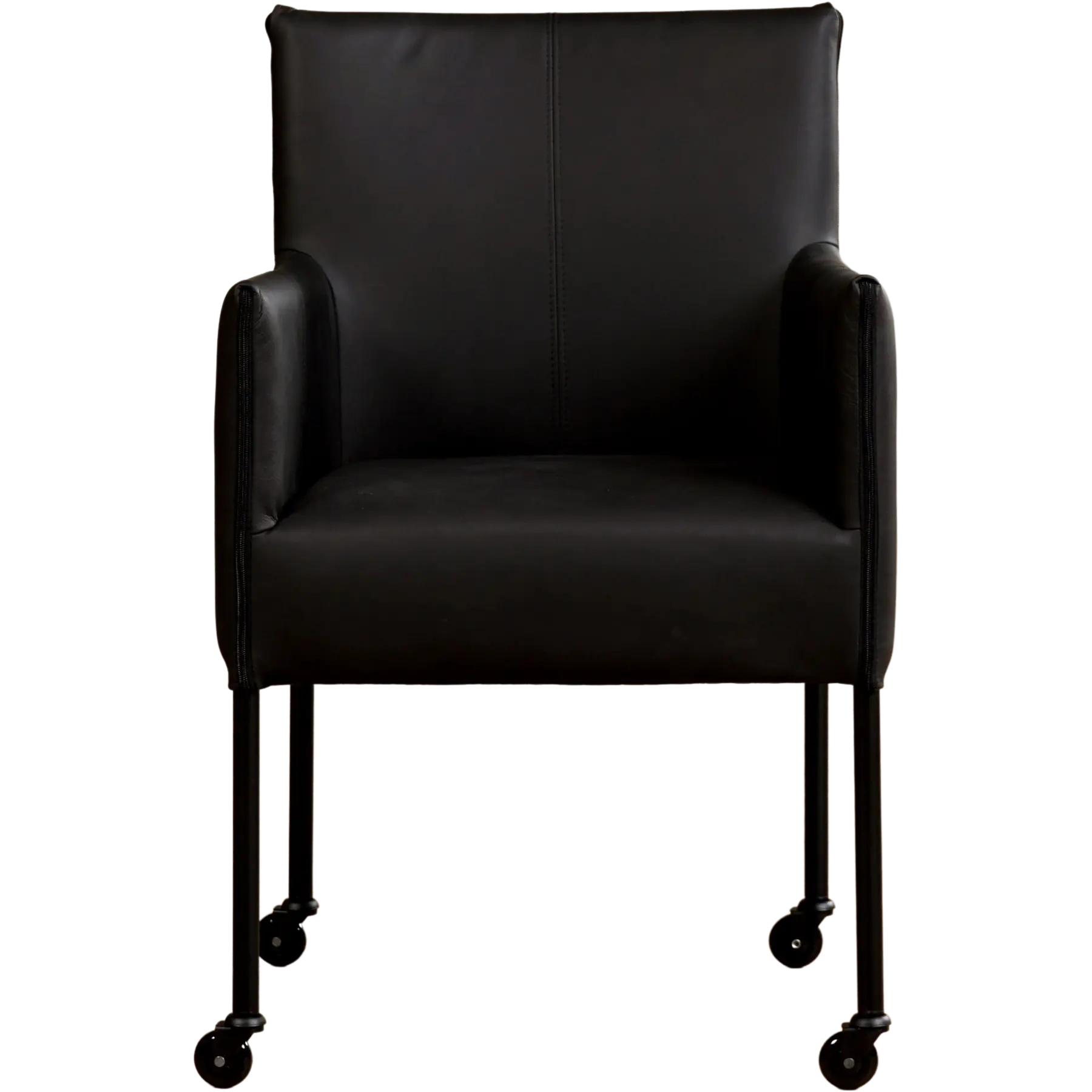 afbeelding van Leren eetkamerstoel More - Rancho Nero (zwart) - Poten staal rond zwart