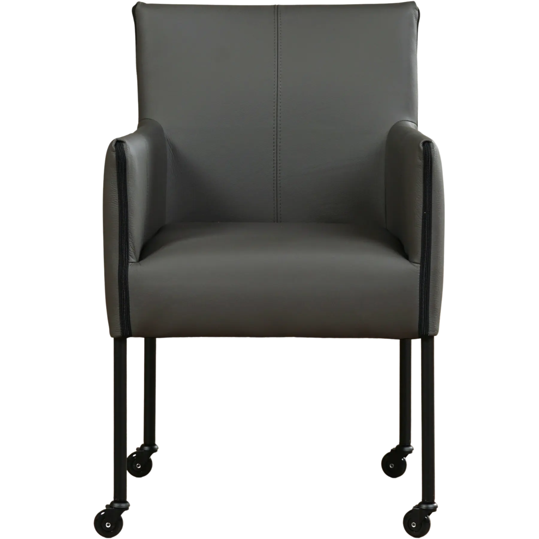 afbeelding van Leren eetkamerstoel More - Toledo Antracite (donkergrijs) - Poten staal rond zwart