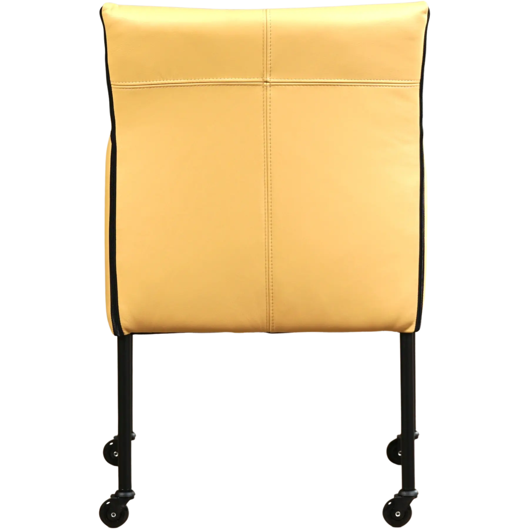 afbeelding van Leren eetkamerstoel More - Toledo Dessert (geel) - Poten staal rond zwart