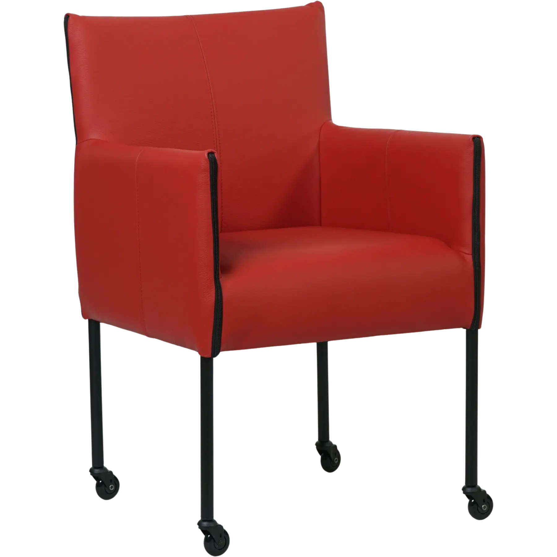 afbeelding van Leren eetkamerstoel More - Toledo Ducati (rood) - Poten staal rond zwart