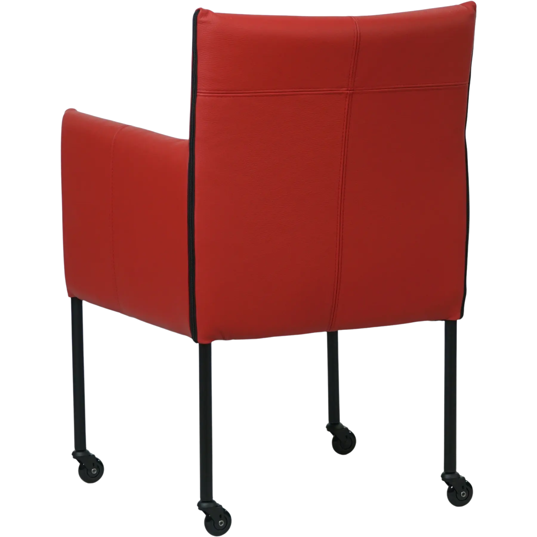 afbeelding van Leren eetkamerstoel More - Toledo Ducati (rood) - Poten staal rond zwart