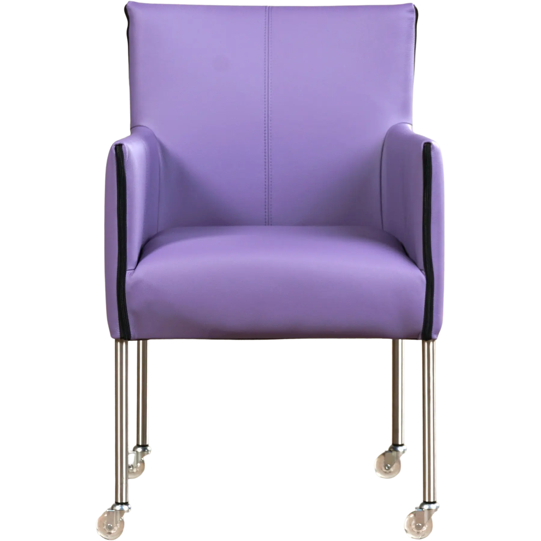 afbeelding van Leren eetkamerstoel More - Toledo Lila (lichtpaars) - Poten staal rond RVS