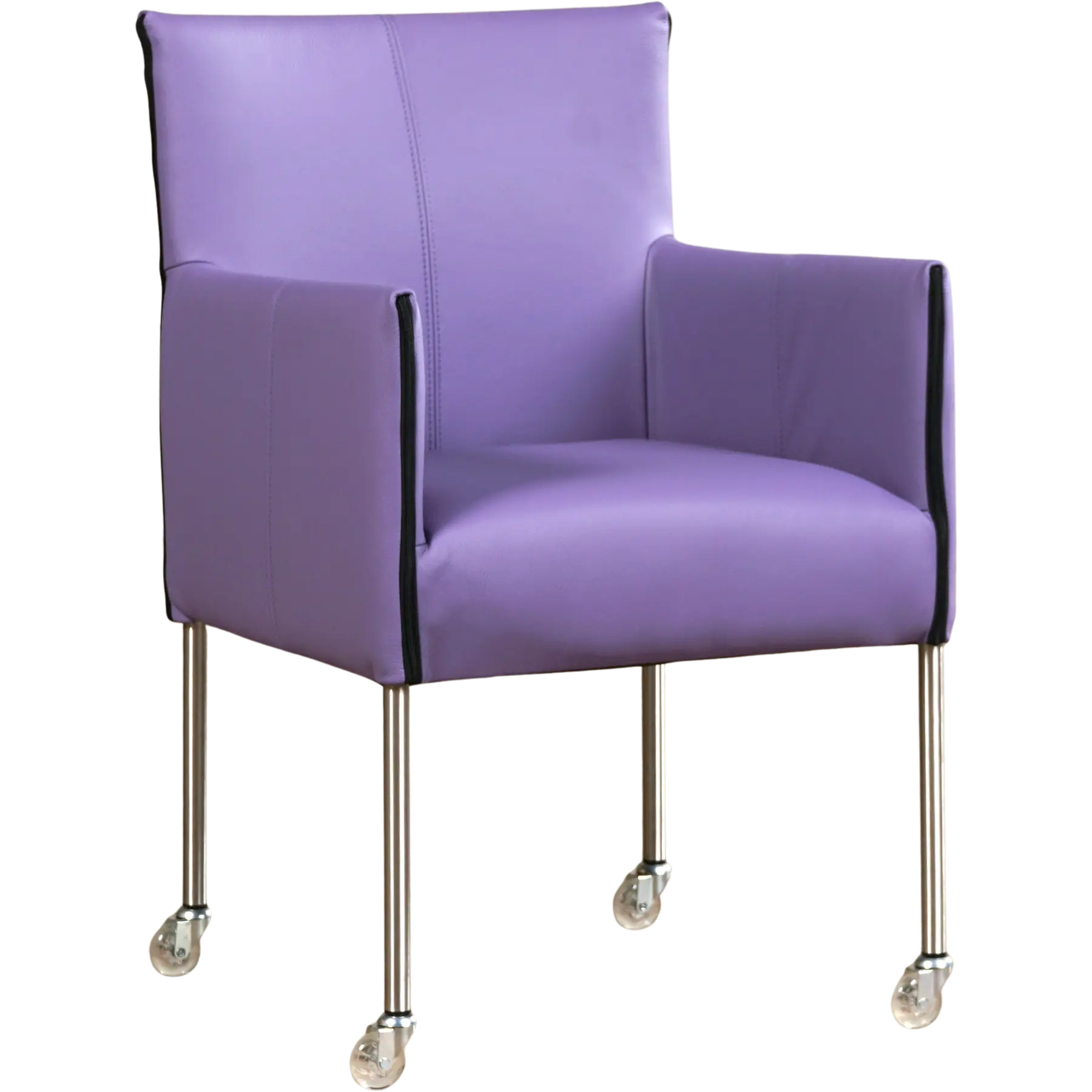 afbeelding van Leren eetkamerstoel More - Toledo Lila (lichtpaars) - Poten staal rond RVS