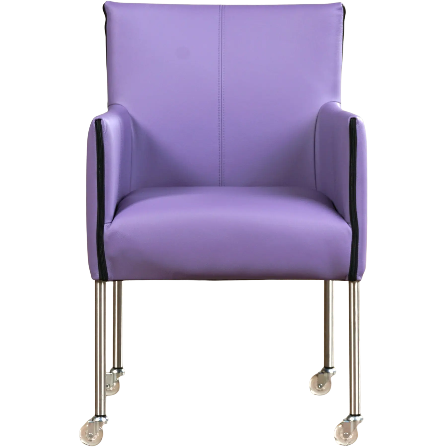 afbeelding van Leren eetkamerstoel More - Toledo Lila (lichtpaars) - Poten staal rond RVS