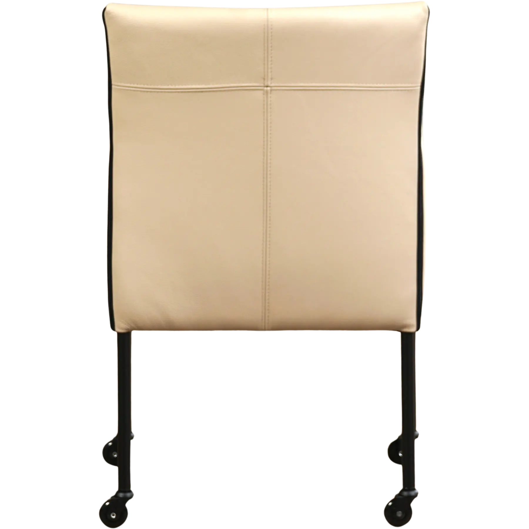 afbeelding van Leren eetkamerstoel More - Toledo Mastic (taupe/bruin) - Poten staal rond zwart