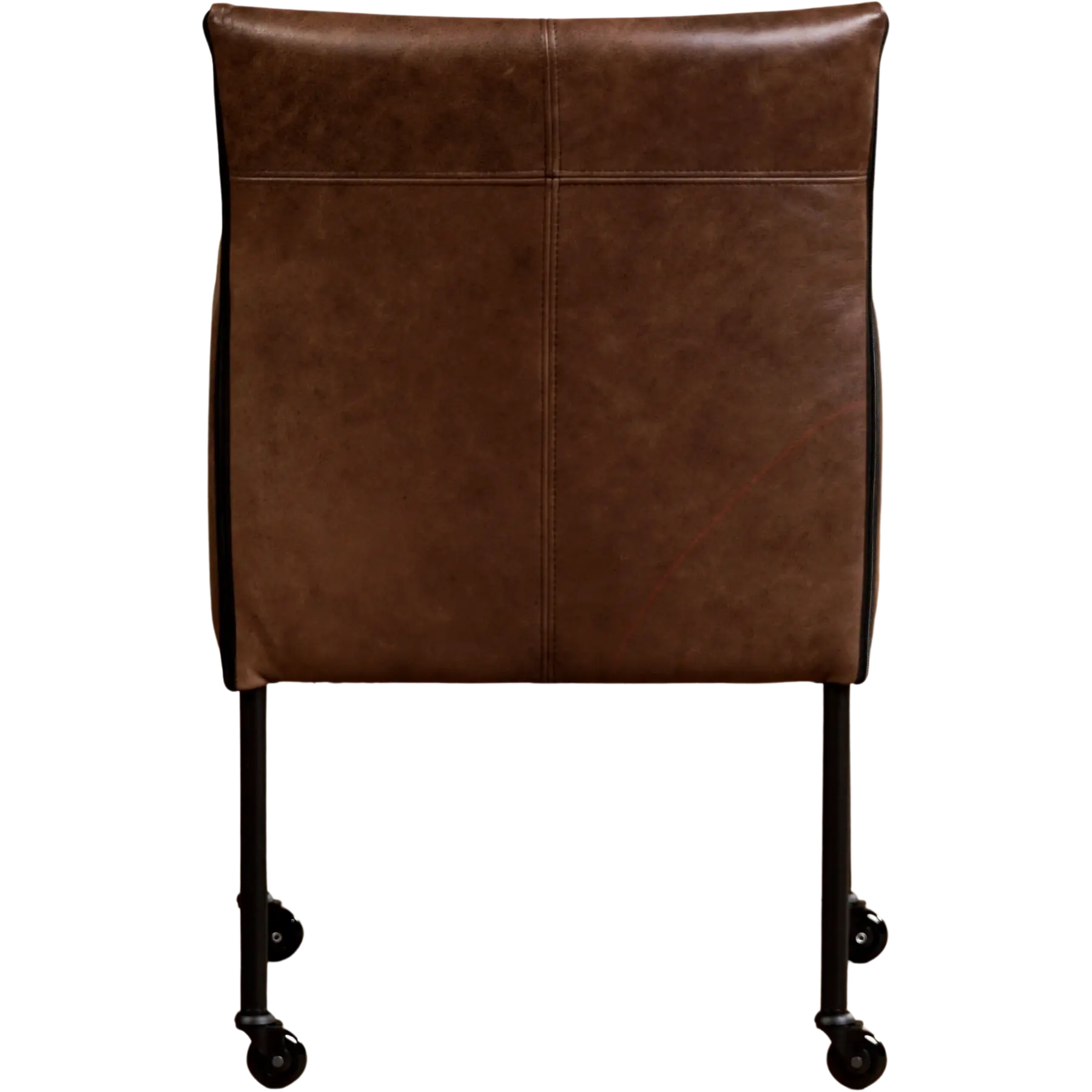 afbeelding van Leren eetkamerstoel More - Vintage Brown (bruin) - Poten staal rond zwart