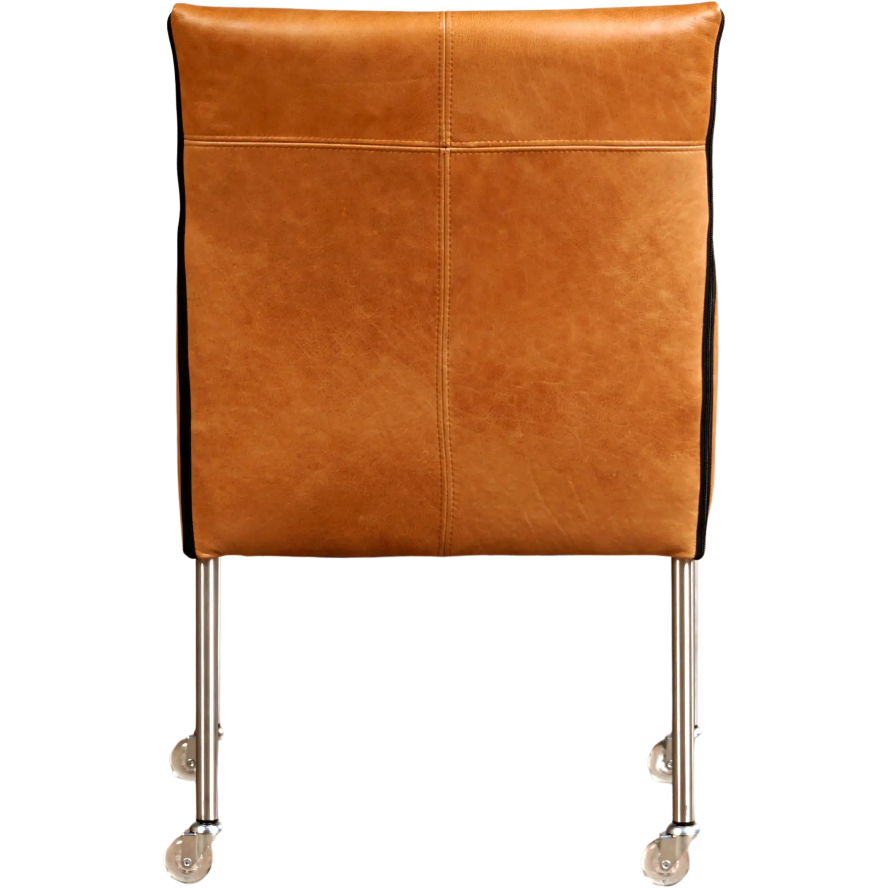 afbeelding van Leren eetkamerstoel More - Vintage Cognac (cognac) - Poten staal rond RVS