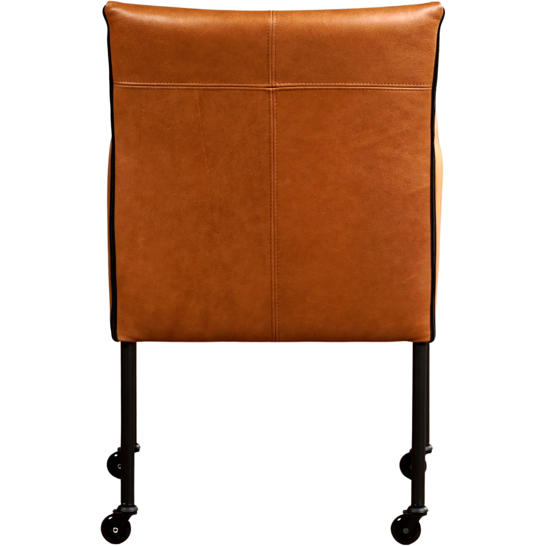 afbeelding van Leren eetkamerstoel More - Vintage Cognac (cognac) - Poten staal rond zwart