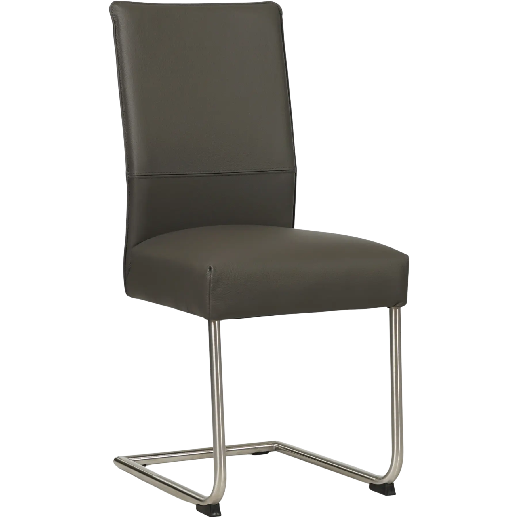 afbeelding van Leren eetkamerstoel Piece - Toledo Antracite (donkergrijs) - Sledepoot staal rond RVS