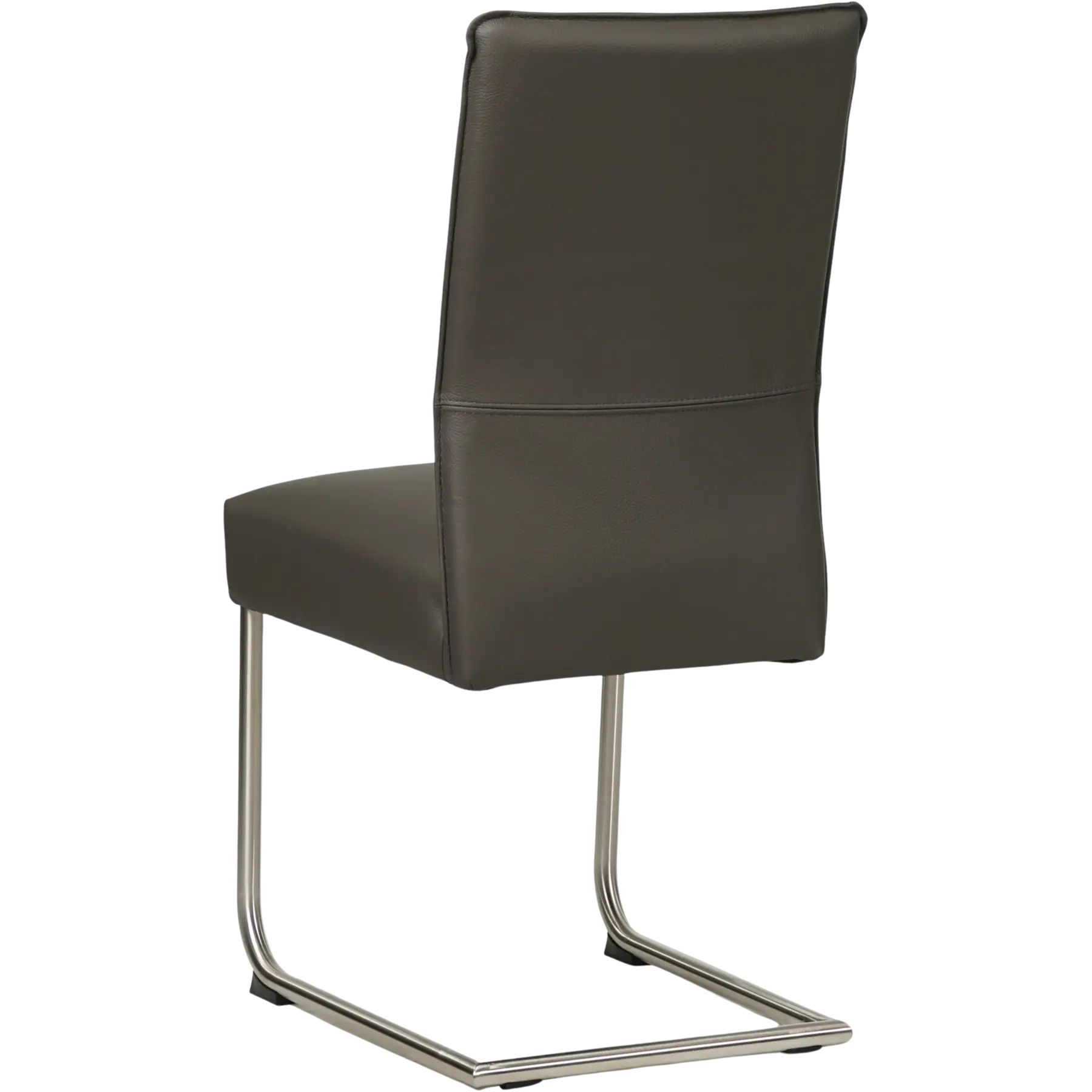 afbeelding van Leren eetkamerstoel Piece - Toledo Antracite (donkergrijs) - Sledepoot staal rond RVS