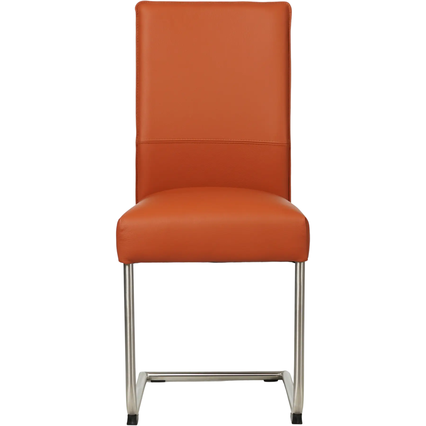 afbeelding van Leren eetkamerstoel Piece - Toledo Cotto (cognac) - Sledepoot staal rond RVS