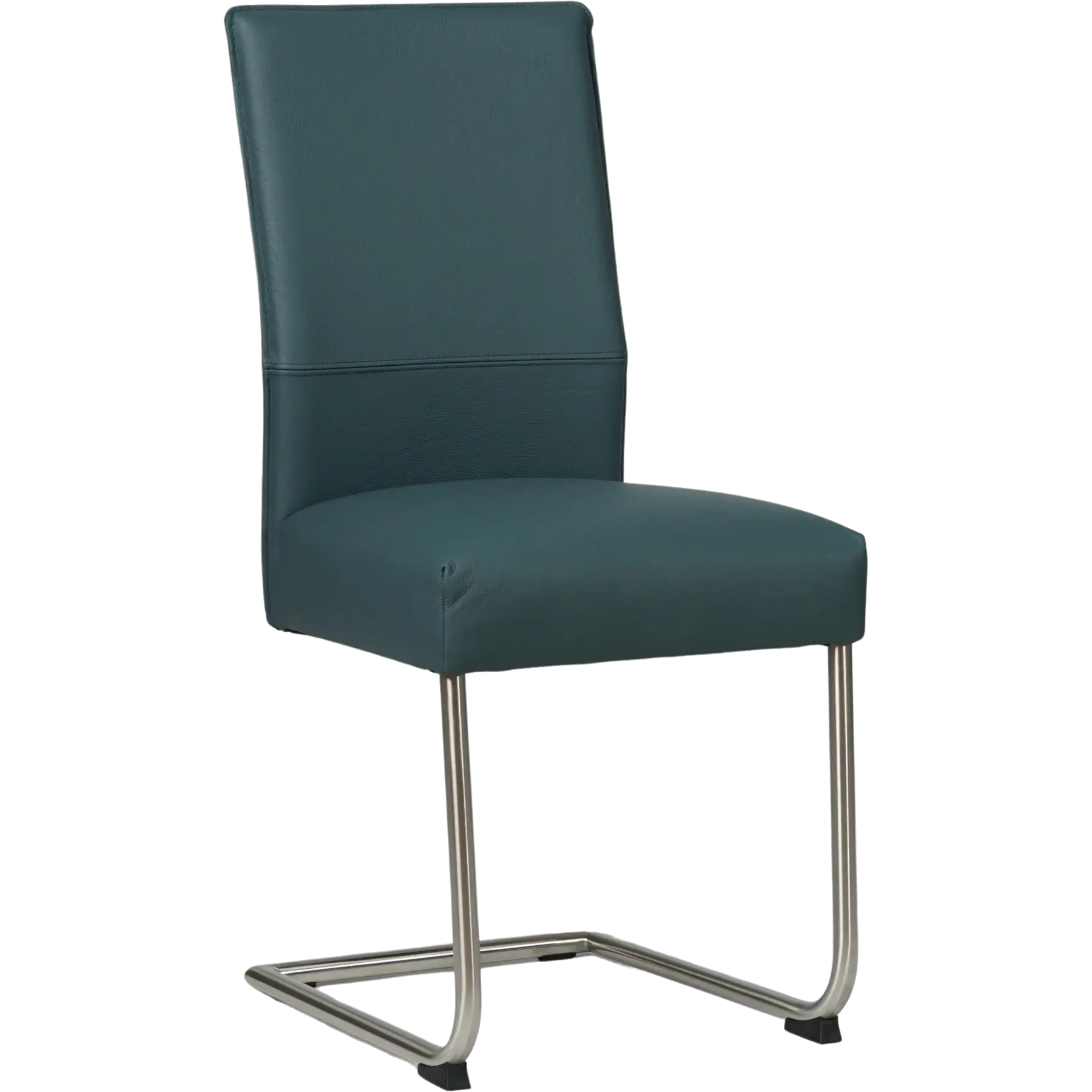 afbeelding van Leren eetkamerstoel Piece - Toledo Whale (blauw/grijs) - Sledepoot staal rond RVS