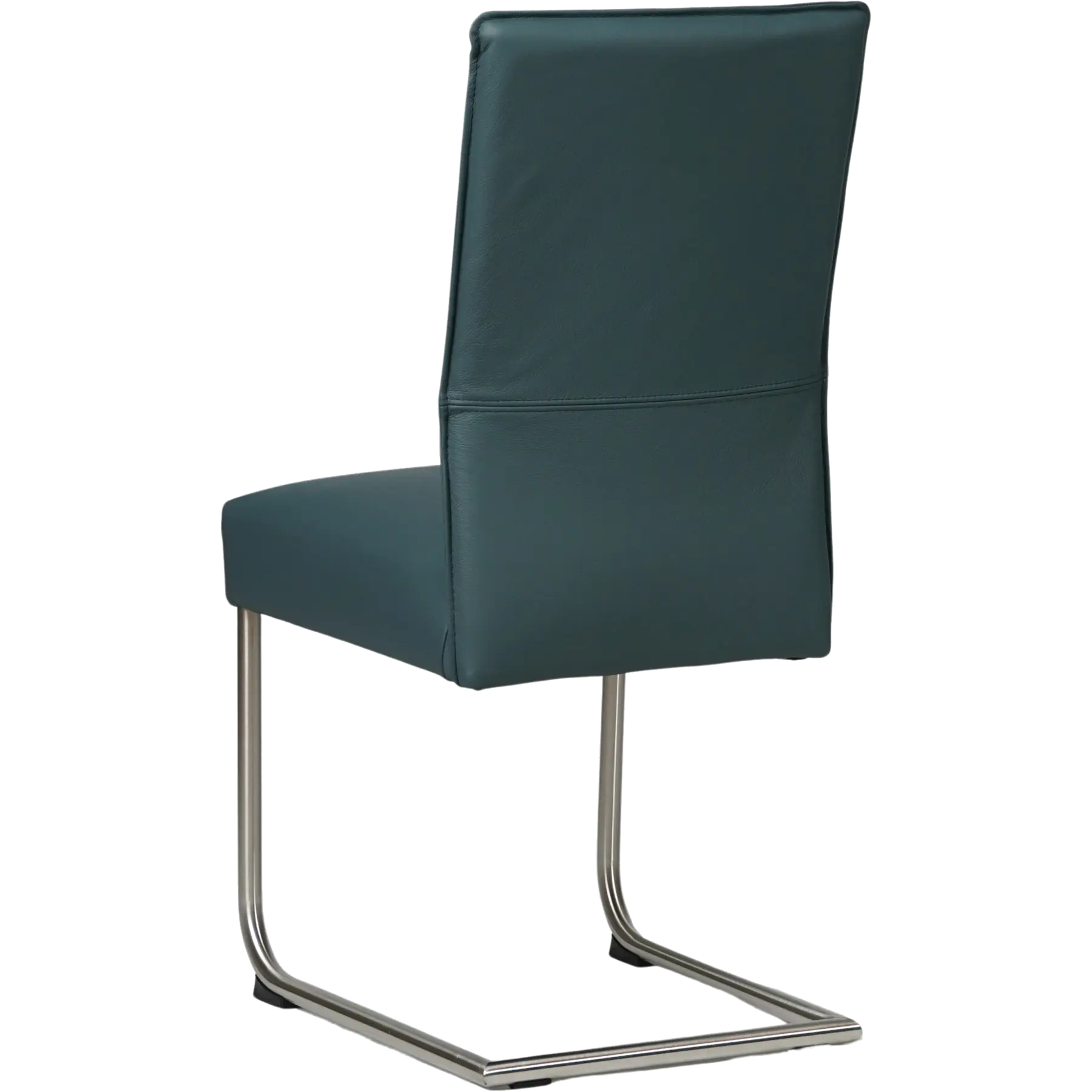 afbeelding van Leren eetkamerstoel Piece - Toledo Whale (blauw/grijs) - Sledepoot staal rond RVS