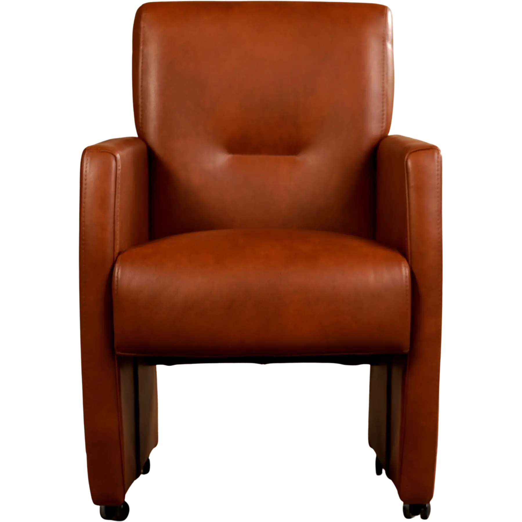 afbeelding van Leren eetkamerstoel Pleasure - Granada Savannah (cognac) - Met handgreep zwart