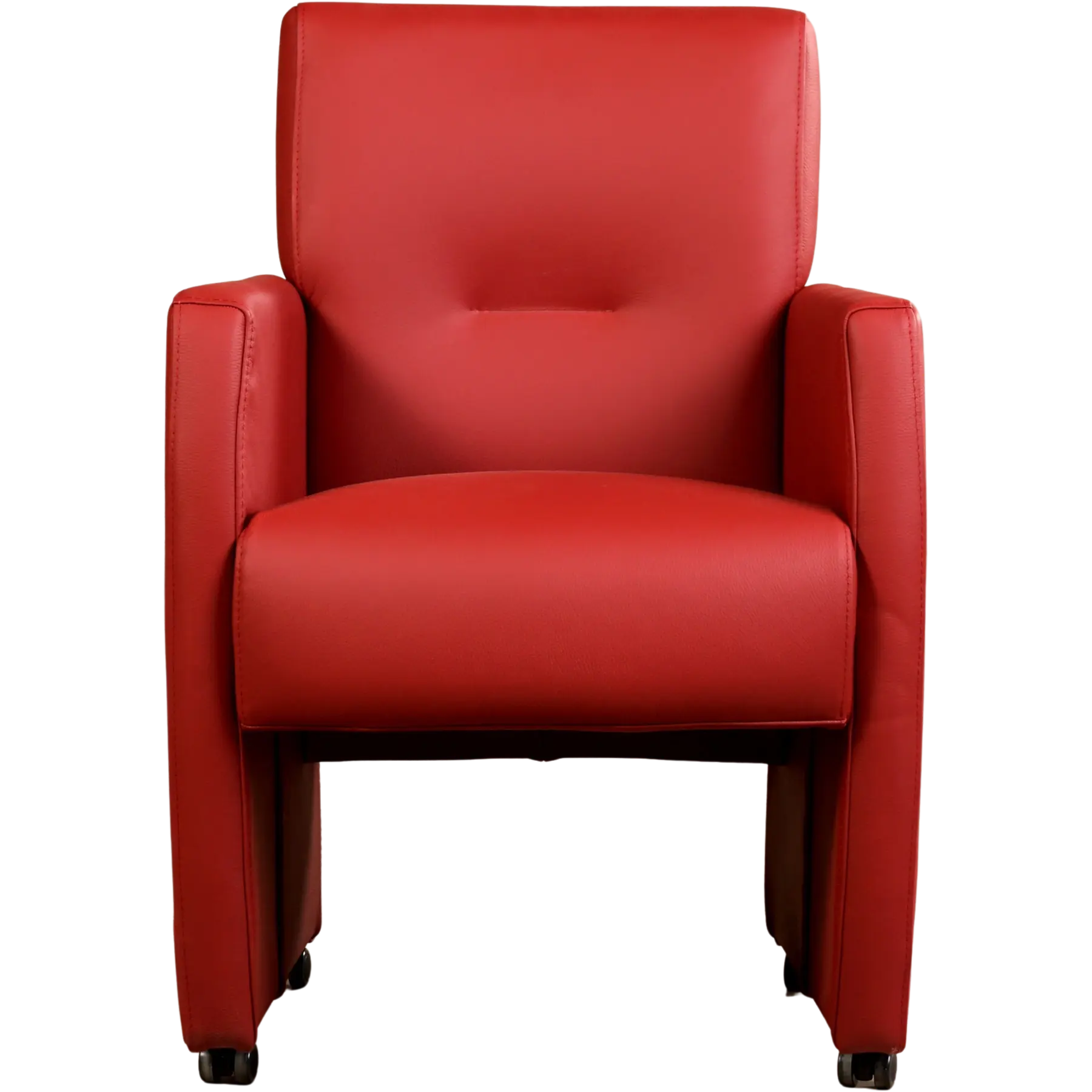 afbeelding van Leren eetkamerstoel Pleasure - Hermes Red (rood) - Zonder handgreep