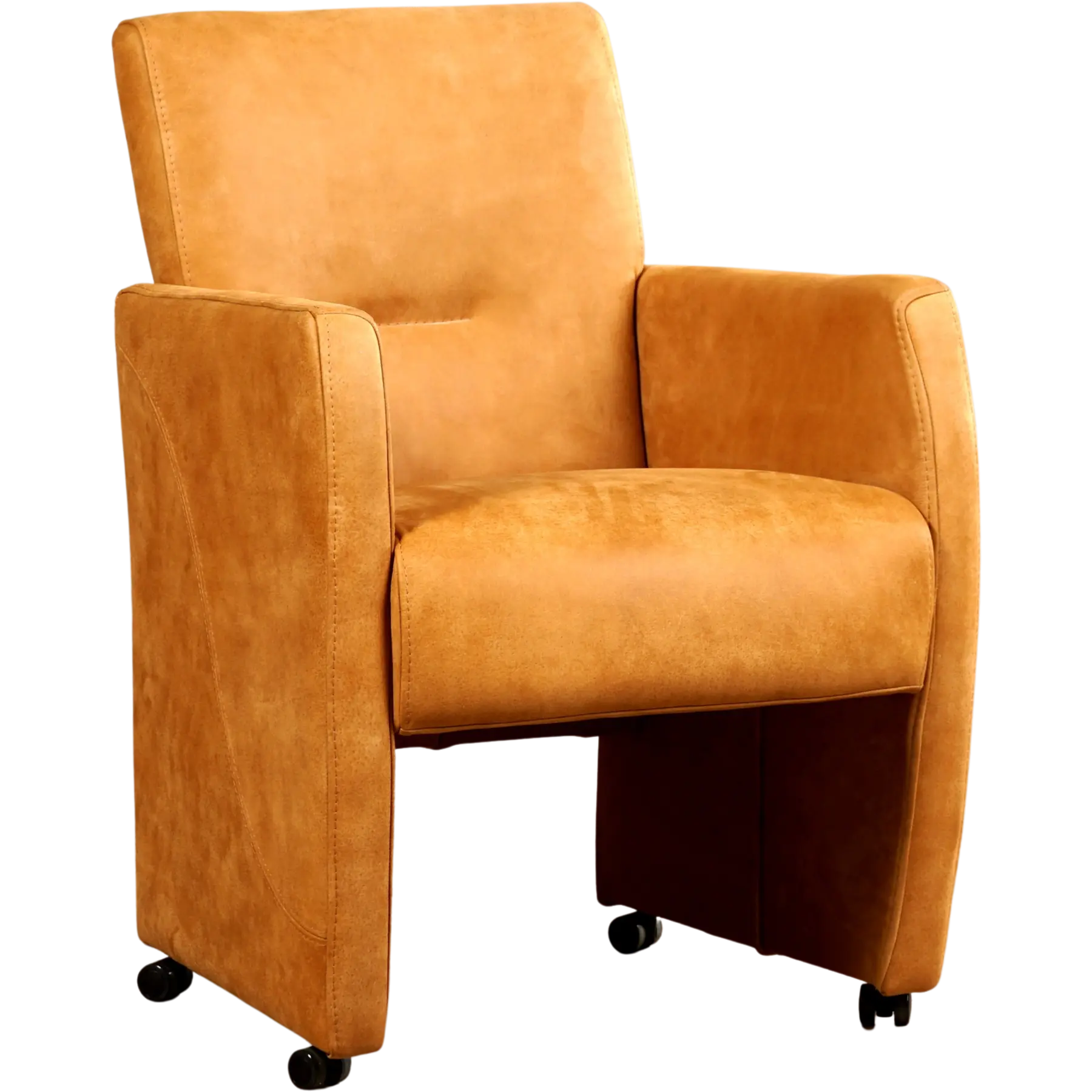 afbeelding van Leren eetkamerstoel Pleasure - Kenia Cognac (cognac) - Met handgreep RVS