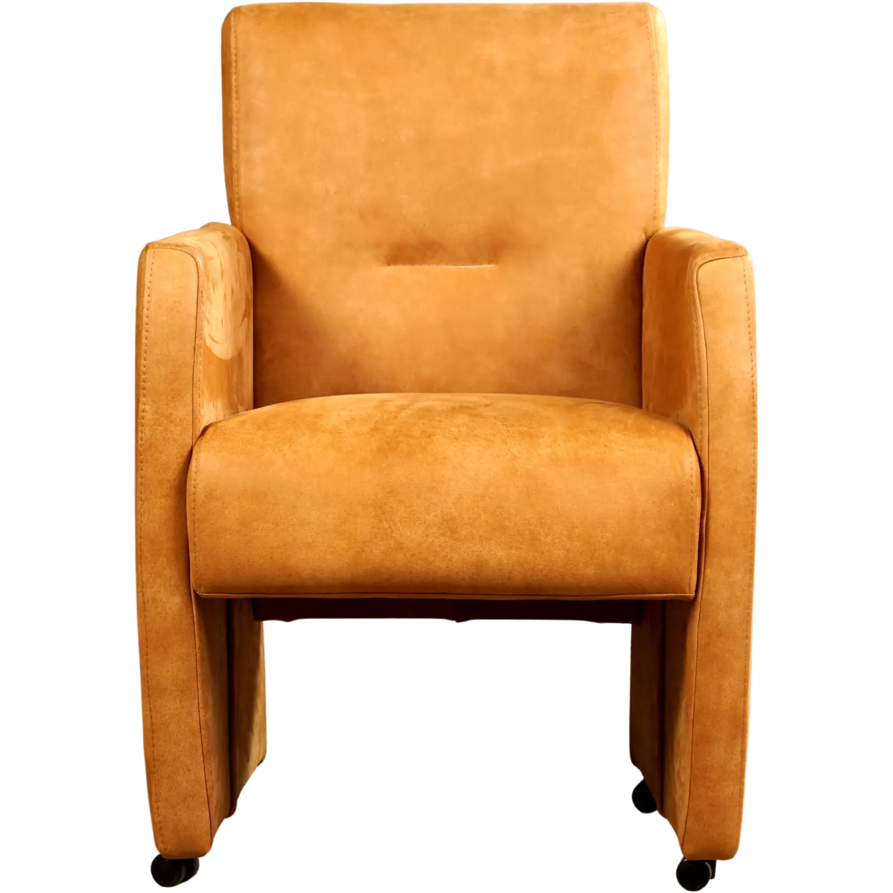 afbeelding van Leren eetkamerstoel Pleasure - Kenia Cognac (cognac) - Met handgreep RVS