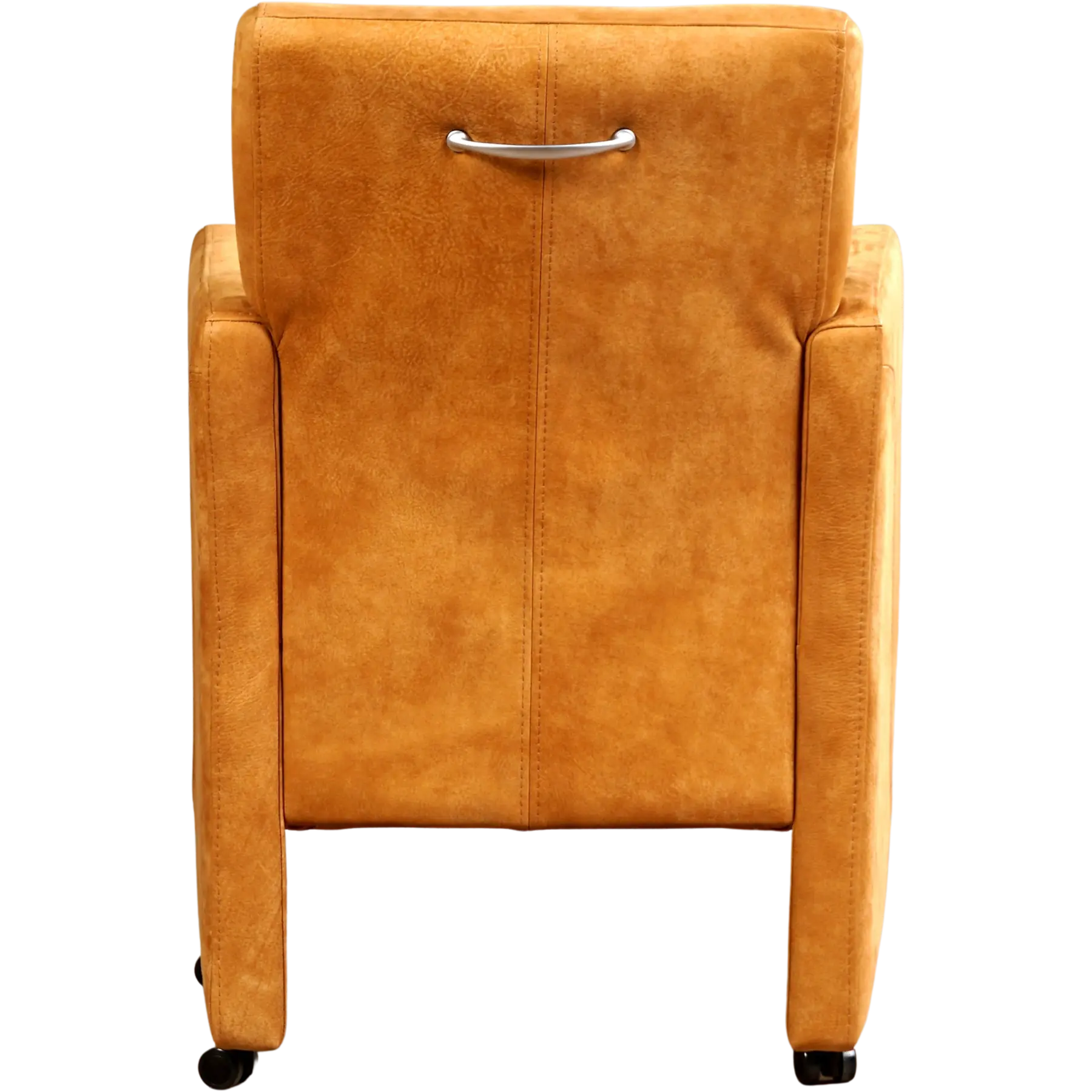 afbeelding van Leren eetkamerstoel Pleasure - Kenia Cognac (cognac) - Met handgreep RVS