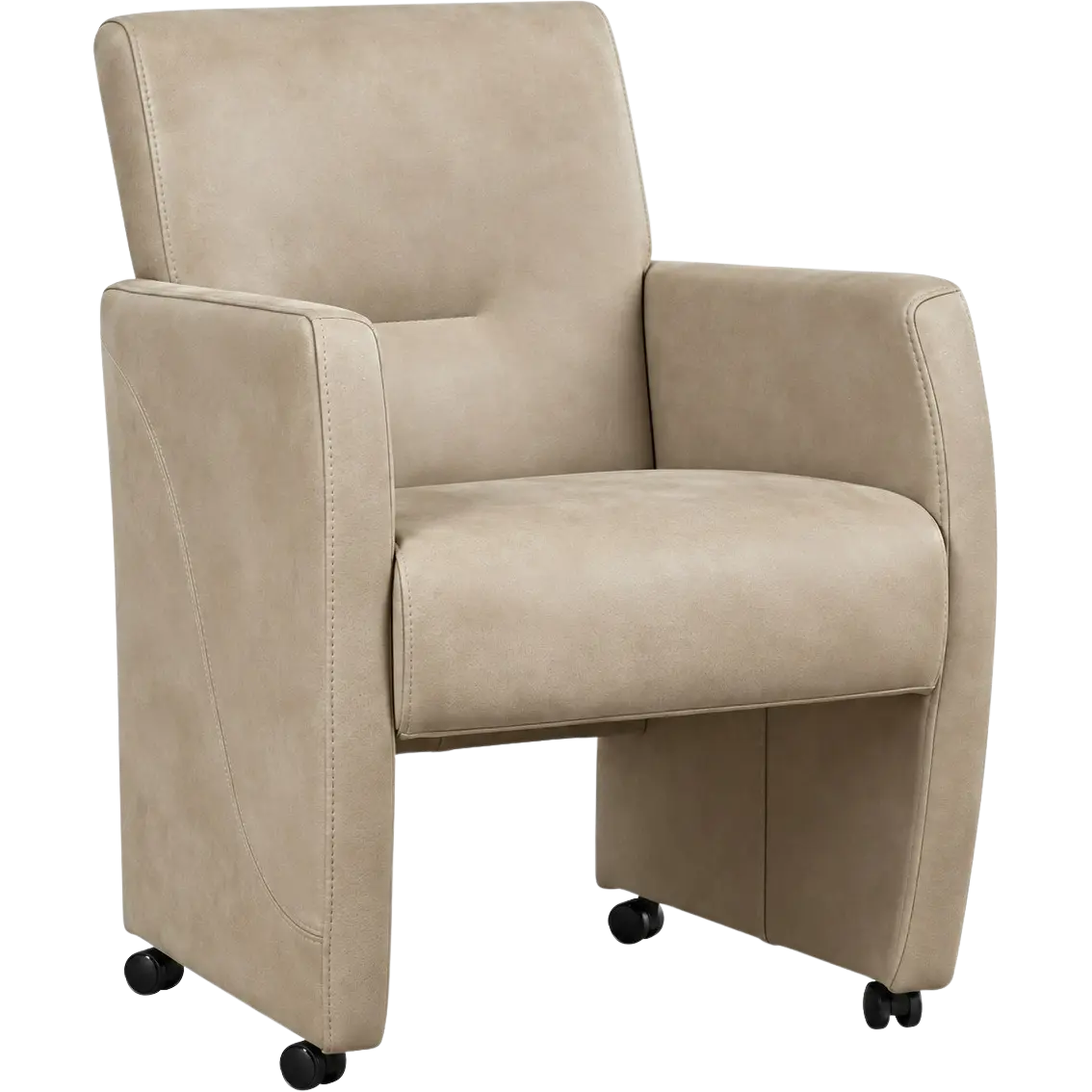 afbeelding van Leren eetkamerstoel Pleasure - Kenia Taupe (taupe/bruin) - Zonder handgreep