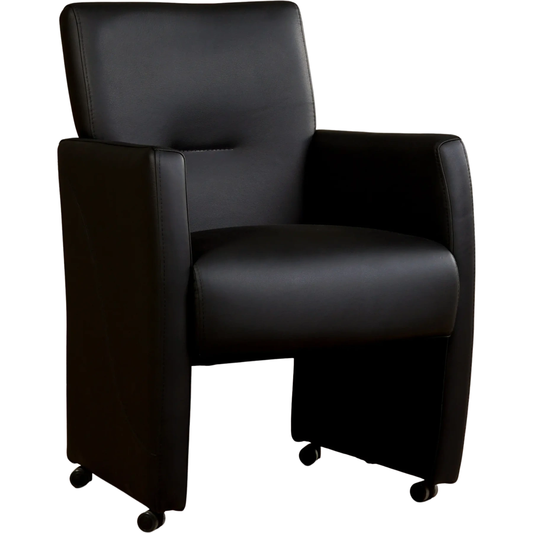 afbeelding van Leren eetkamerstoel Pleasure - Massif Nero (zwart) - Met handgreep RVS