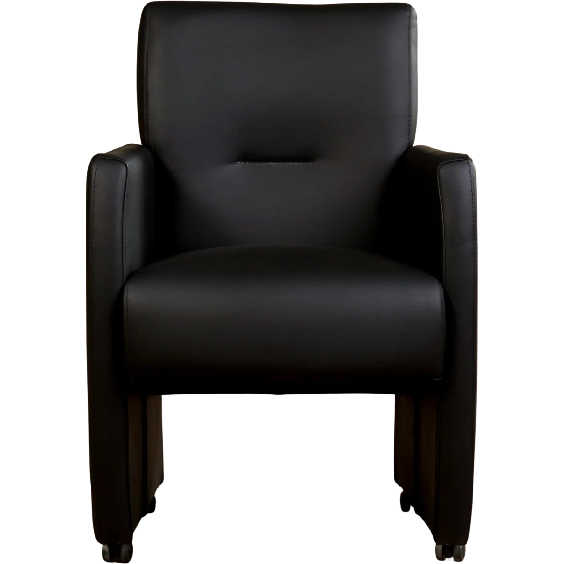 afbeelding van Leren eetkamerstoel Pleasure - Massif Nero (zwart) - Met handgreep RVS