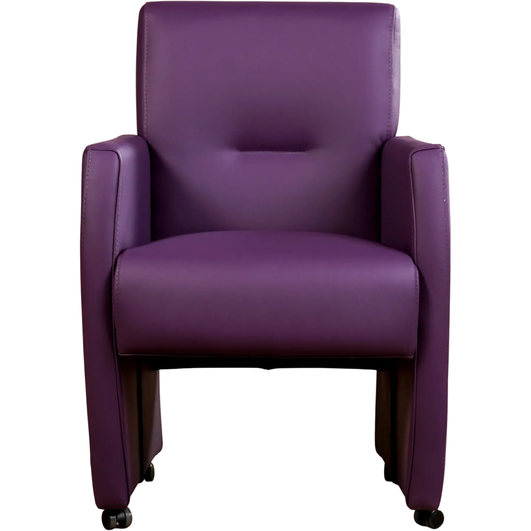 afbeelding van Leren eetkamerstoel Pleasure - Toledo Aubergine (paars) - Met handgreep RVS