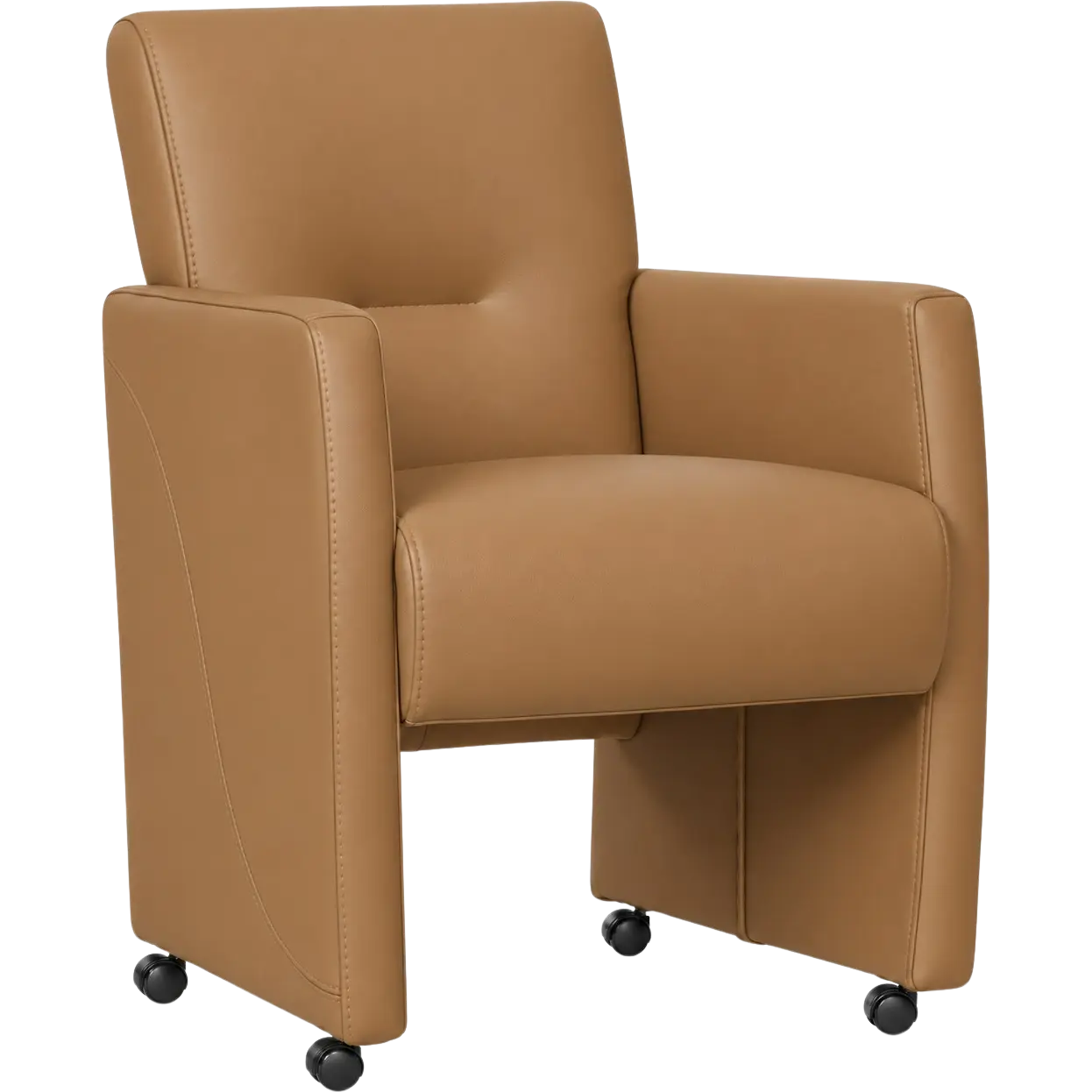 afbeelding van Leren eetkamerstoel Pleasure - Toledo Camel (bruin) - Met handgreep RVS