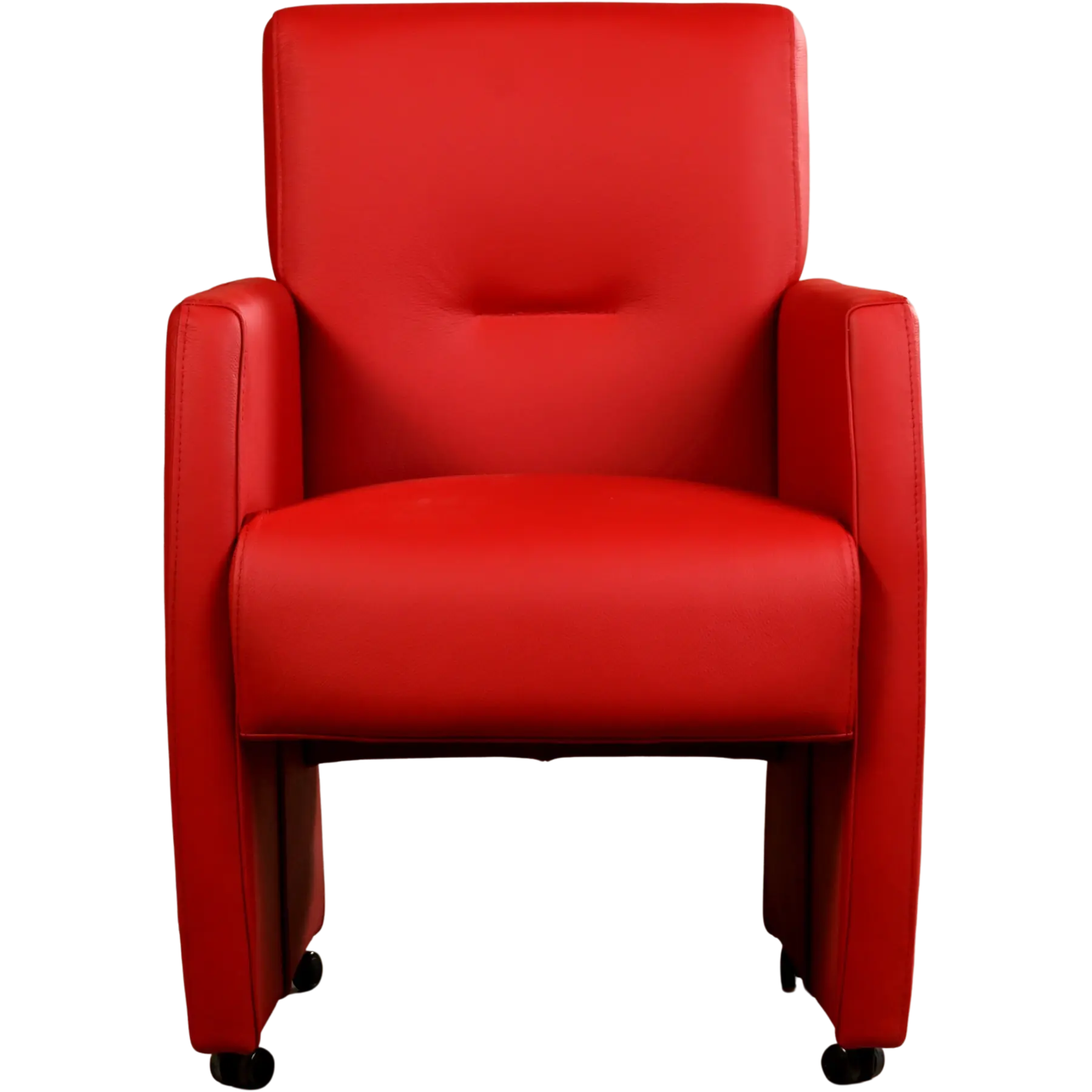 afbeelding van Leren eetkamerstoel Pleasure - Toledo Ducati (rood) - Met handgreep RVS