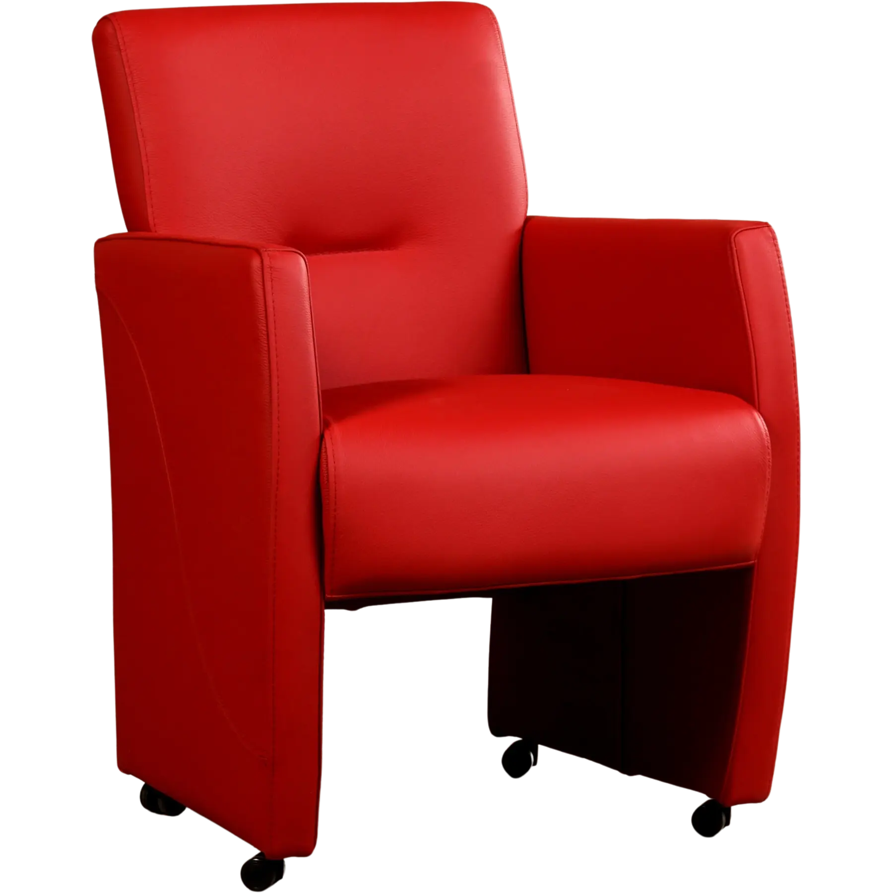 afbeelding van Leren eetkamerstoel Pleasure - Toledo Ducati (rood) - Met handgreep zwart